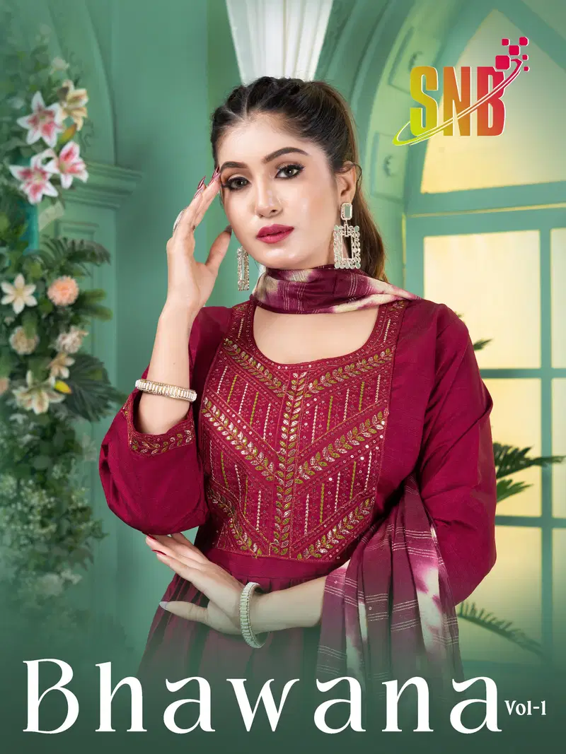 Bhawana Vol 1 Vertican Silk Embroidered Kurti With Bottom Dupatta