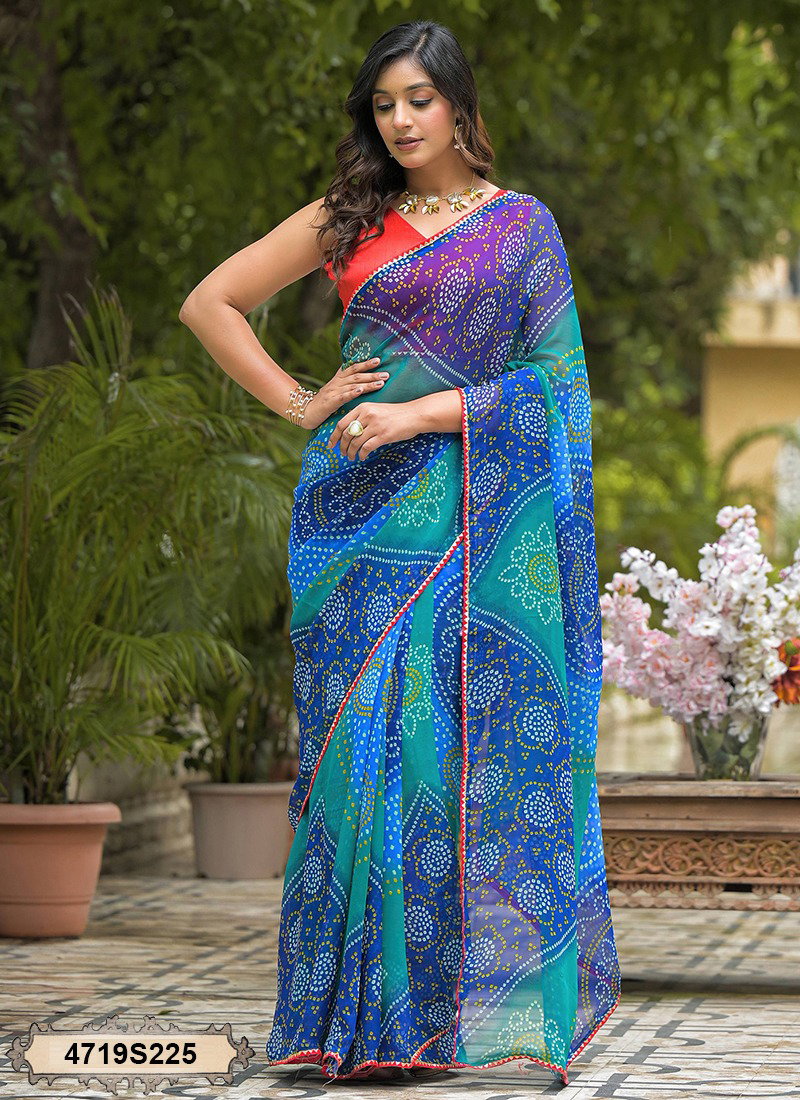 Mahek 225 Casual Wear Bandhani Printed Georgette Saree with Un Stitched Blouse