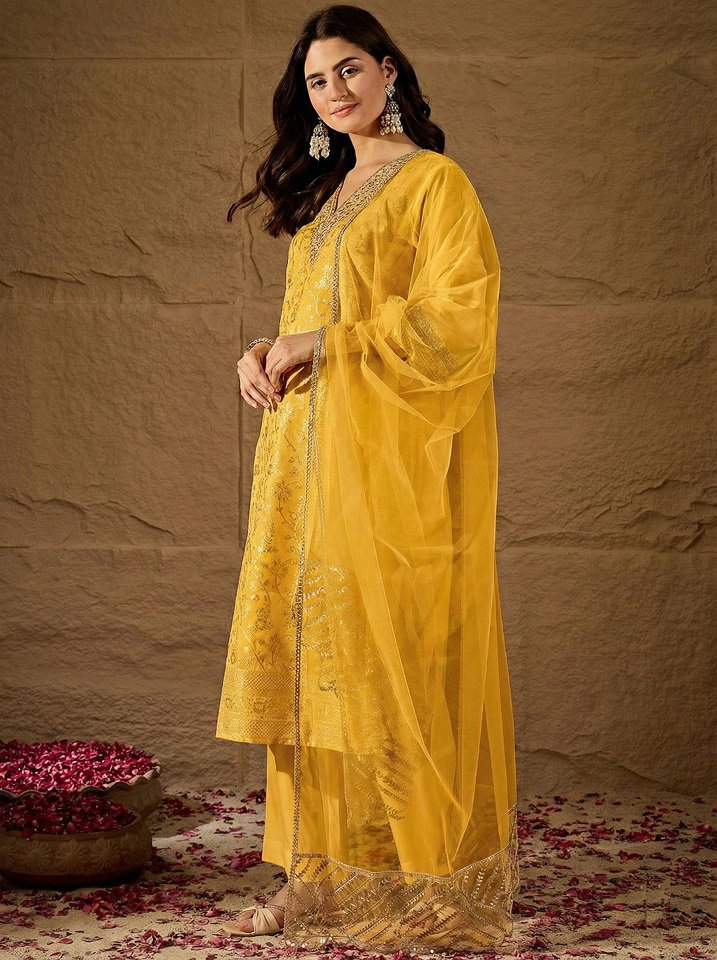Navya Kurti 250 Party Wear Jauqard Worked Chanderi Silk Kurti with Bottom and Dupatta