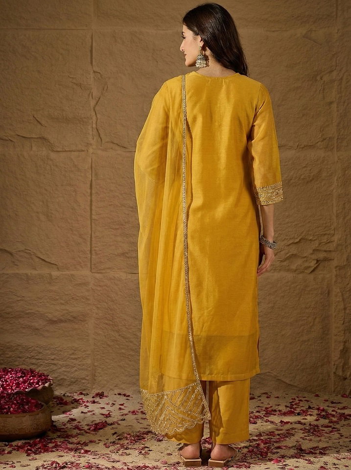 Navya Kurti 250 Party Wear Jauqard Worked Chanderi Silk Kurti with Bottom and Dupatta