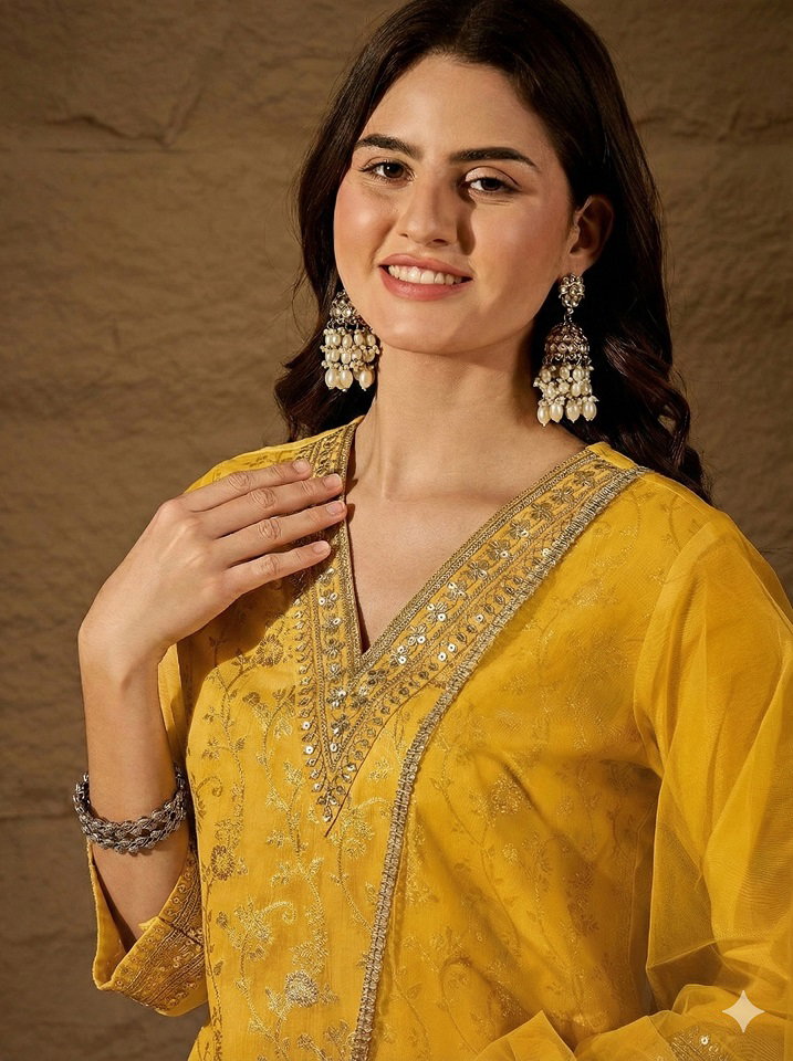 Navya Kurti 250 Party Wear Jauqard Worked Chanderi Silk Kurti with Bottom and Dupatta