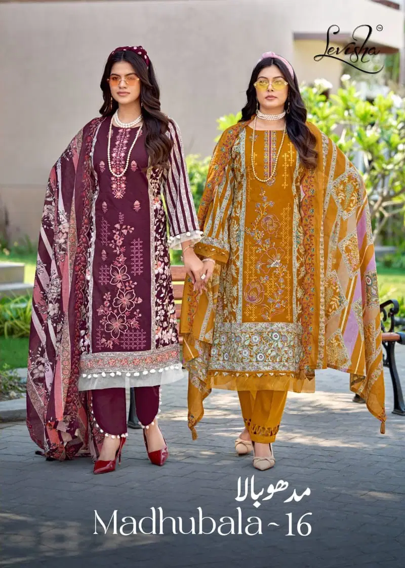 Levisha Madhubala Vol 16 Cambric Lawn Cotton Embroidered Dress Material