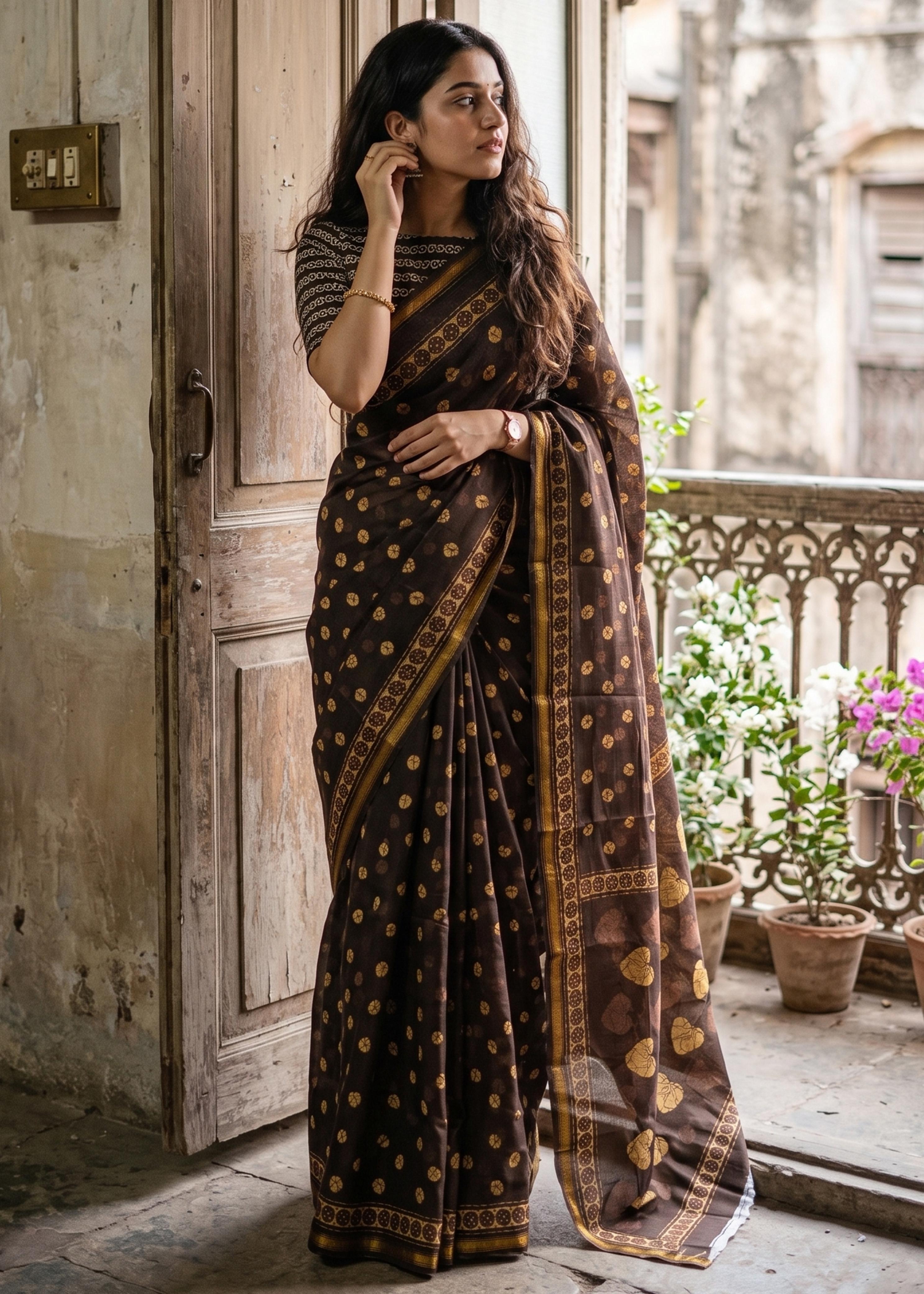 Sm Yami 98 Muslin Cotton Zari Border Printed Saree