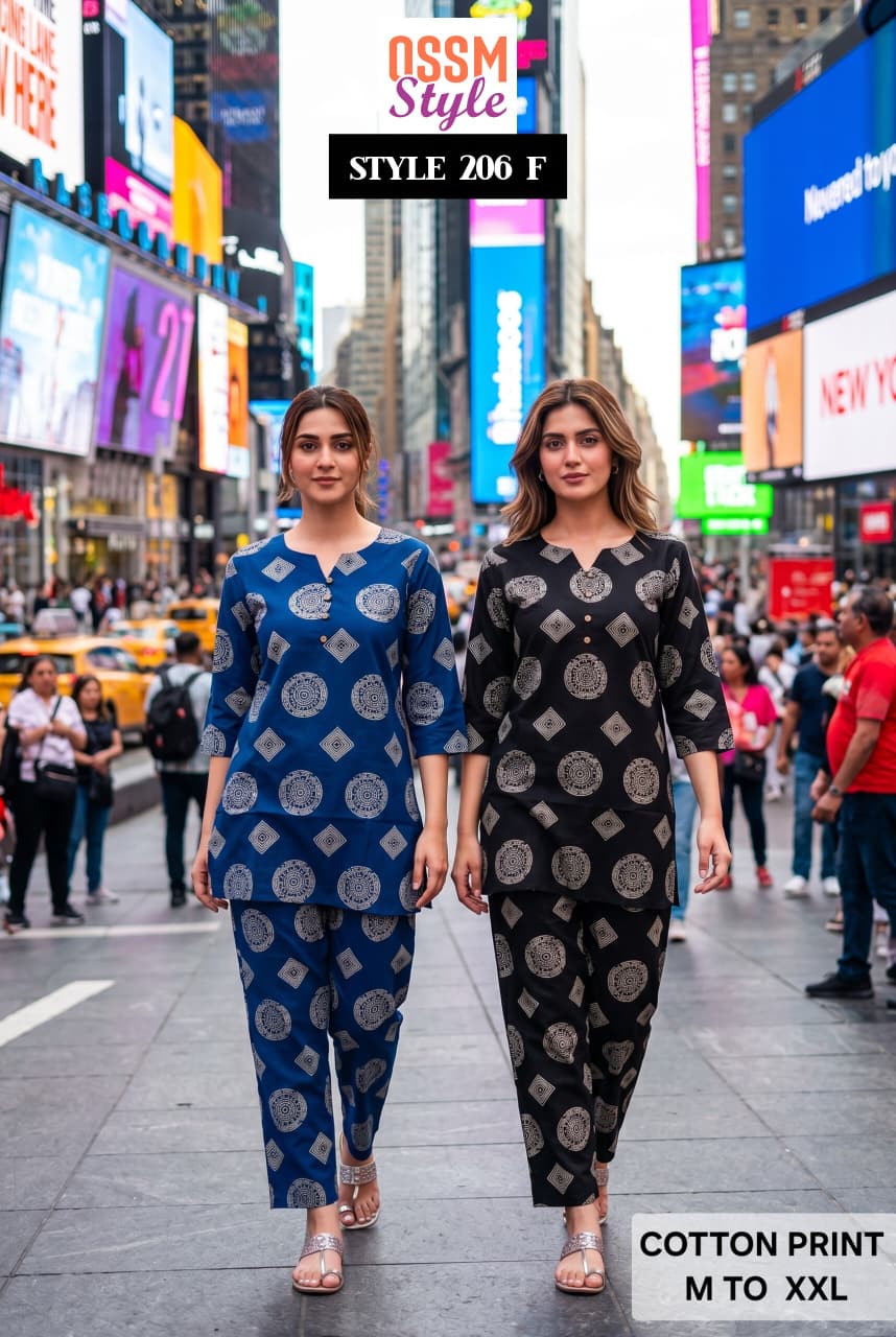 Ossm Style 206 Cotton Printed Co Ord Set Collection