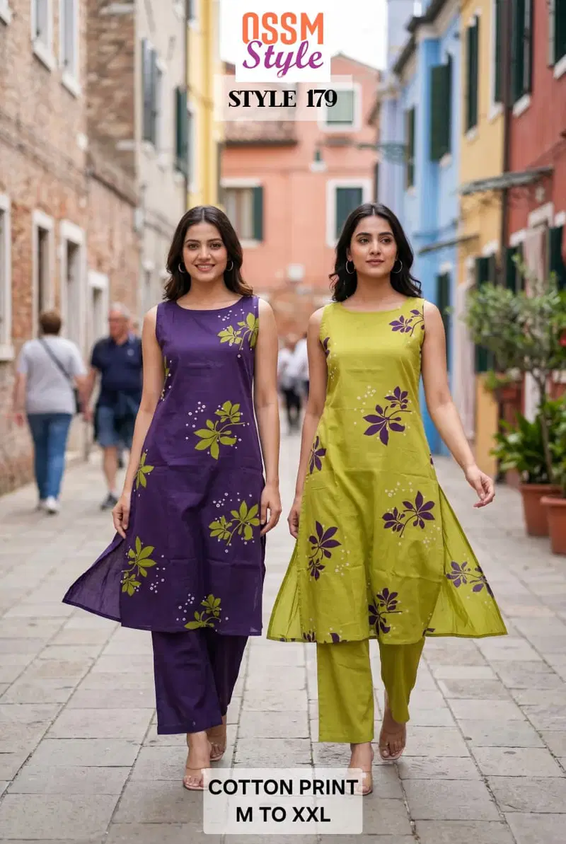 Ossm Style 179 Cotton Printed Kurti With Bottom