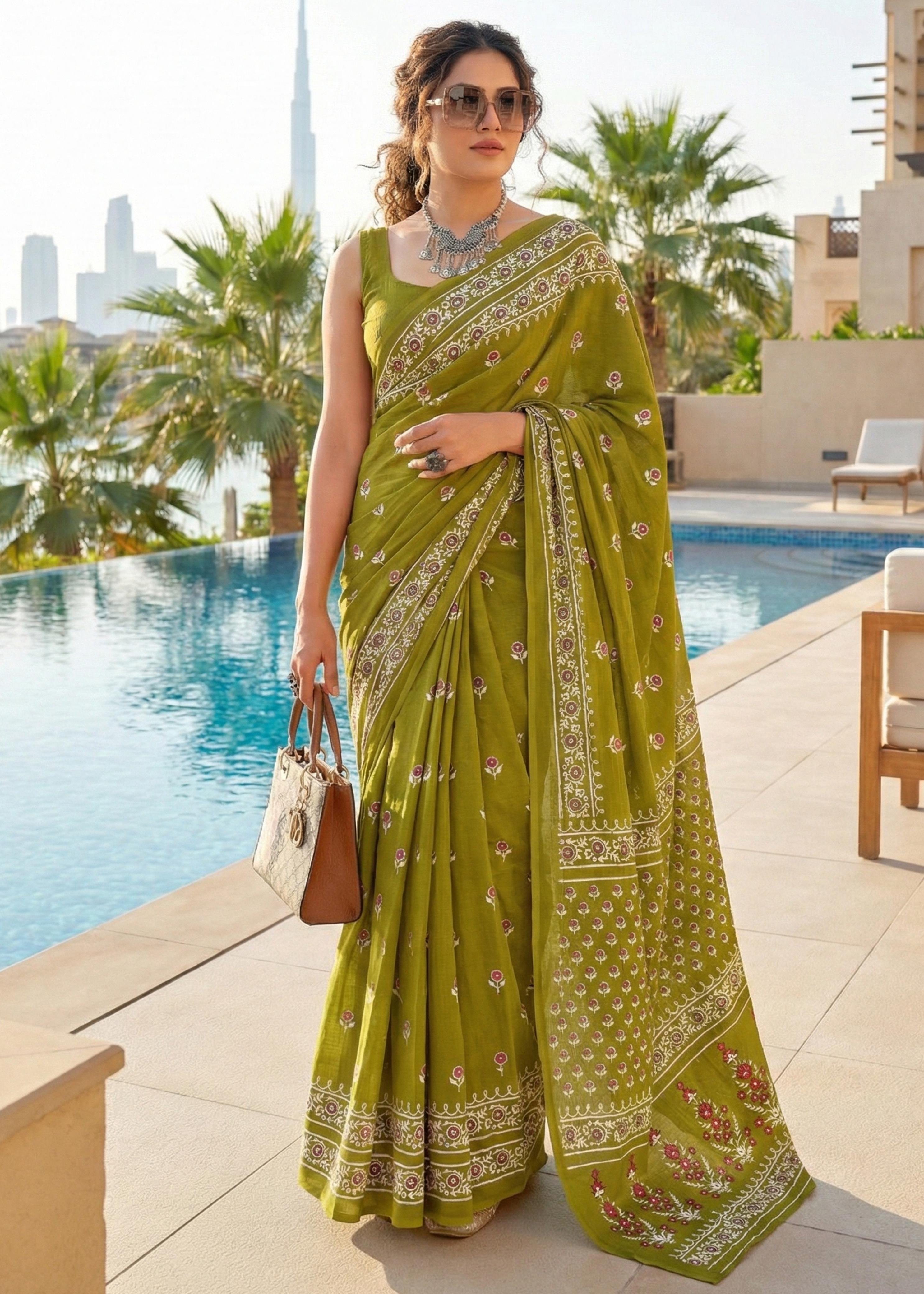 Sm Yami 100 Cotton Bagru Print Saree