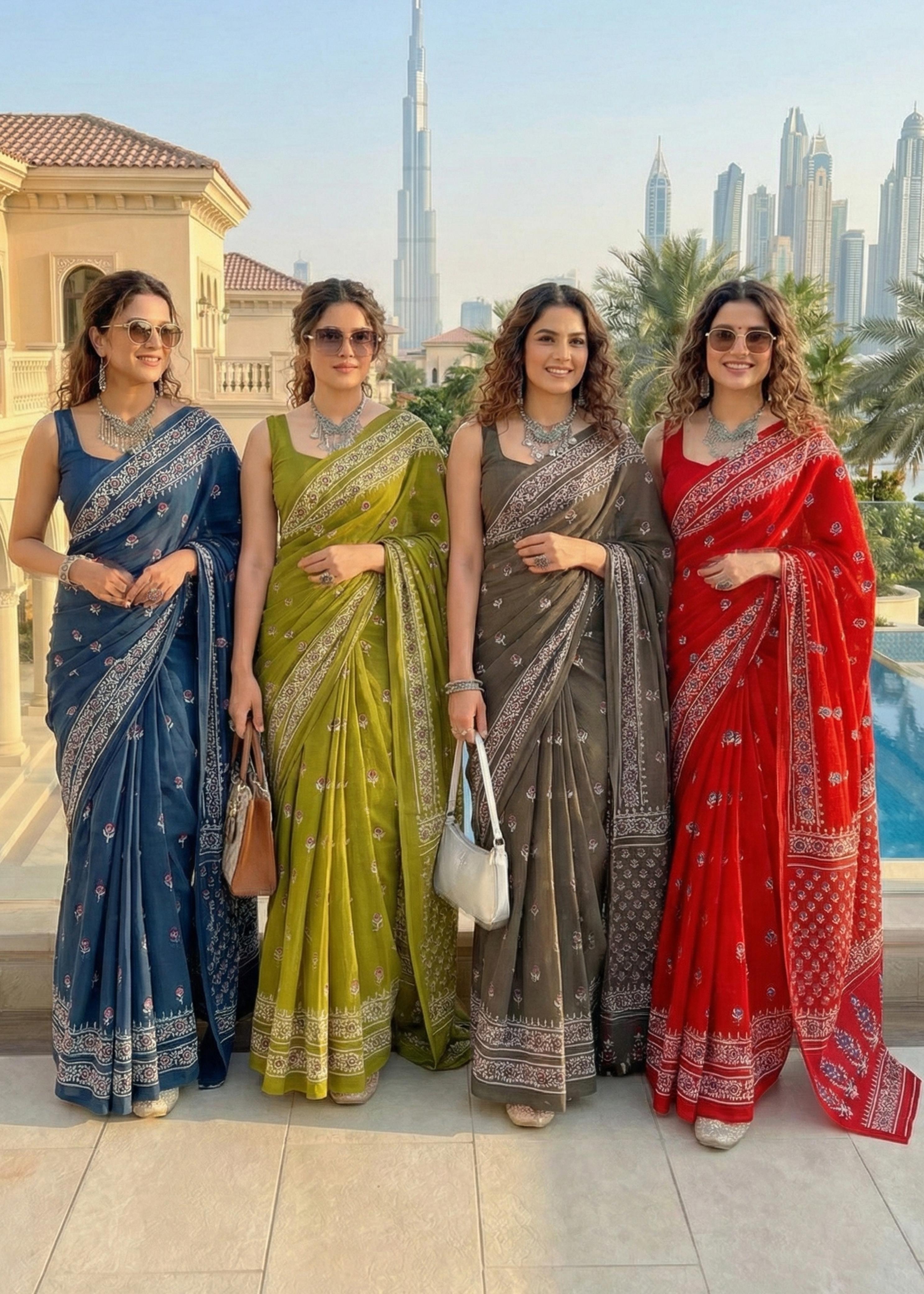Sm Yami 100 Cotton Bagru Print Saree