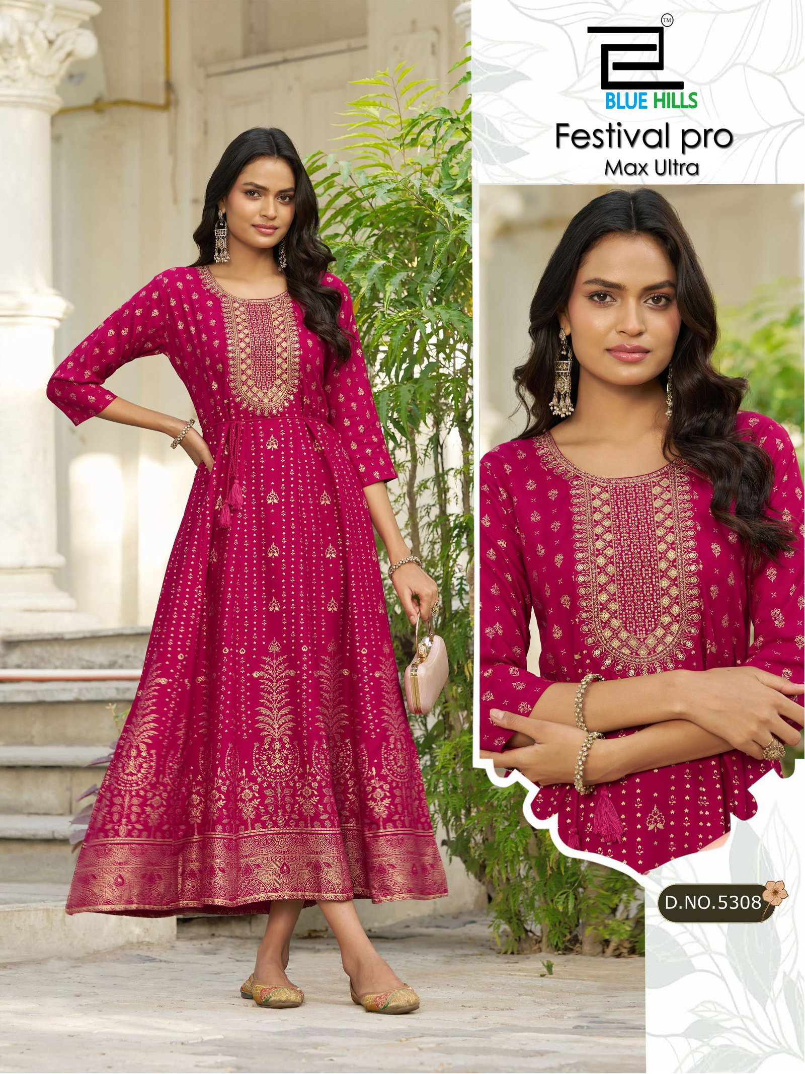 Blue Hills Festival Pro Max Ultra Plus Size Rayon Anarkali Kurti Collection