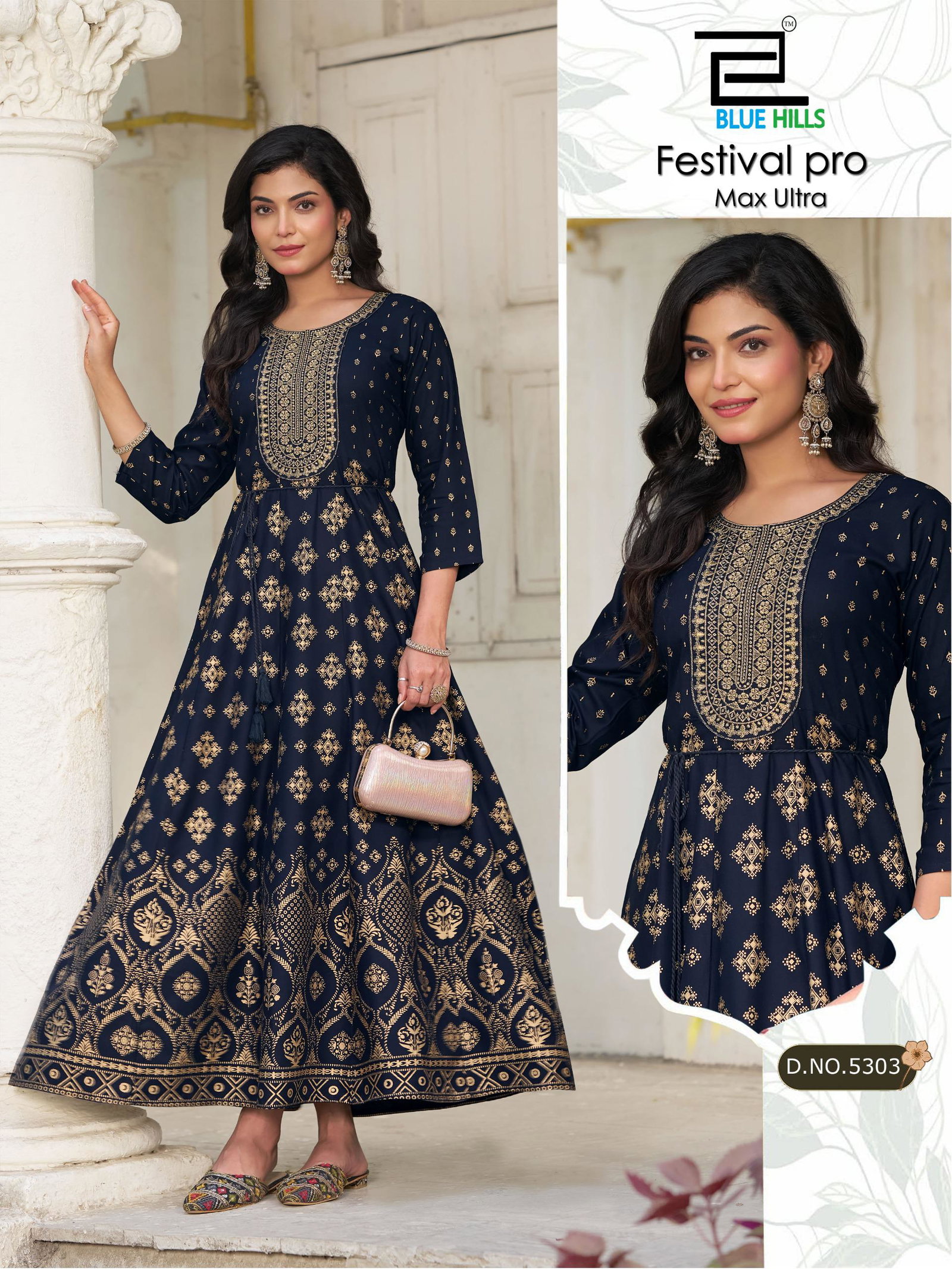 Blue Hills Festival Pro Max Ultra Plus Size Rayon Anarkali Kurti Collection