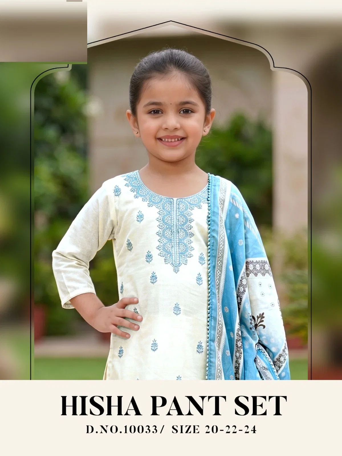 Hisha 10033 Roman Silk Kids Wear Kurti With Pant Dupatta