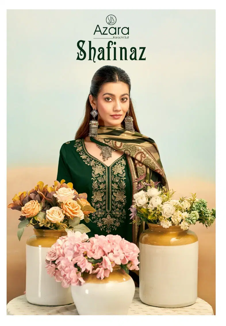 Radhika Azara Shafinaz Jam Cotton Embroidered Dress Materials