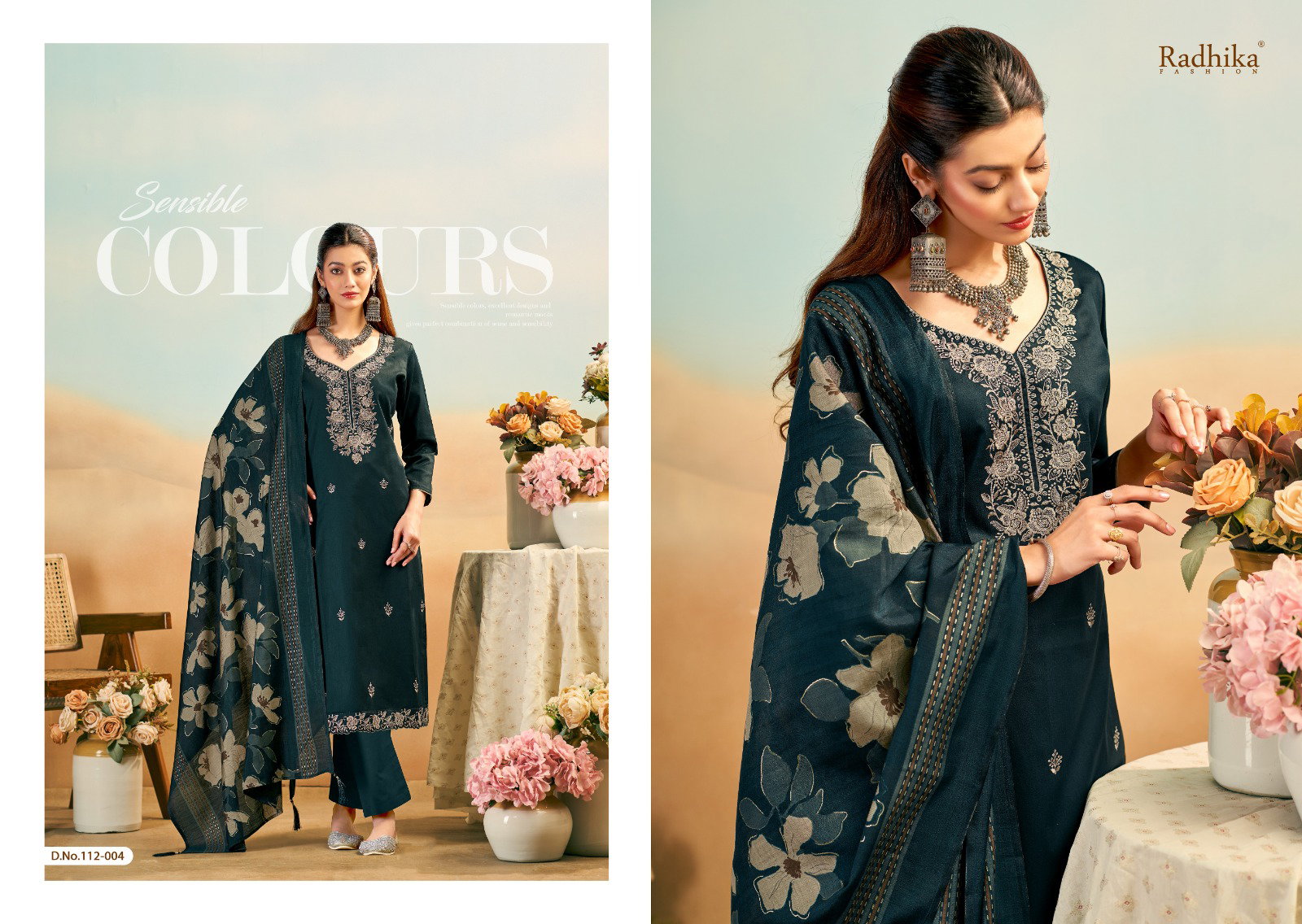 Radhika Azara Shafinaz Jam Cotton Embroidered Dress Materials