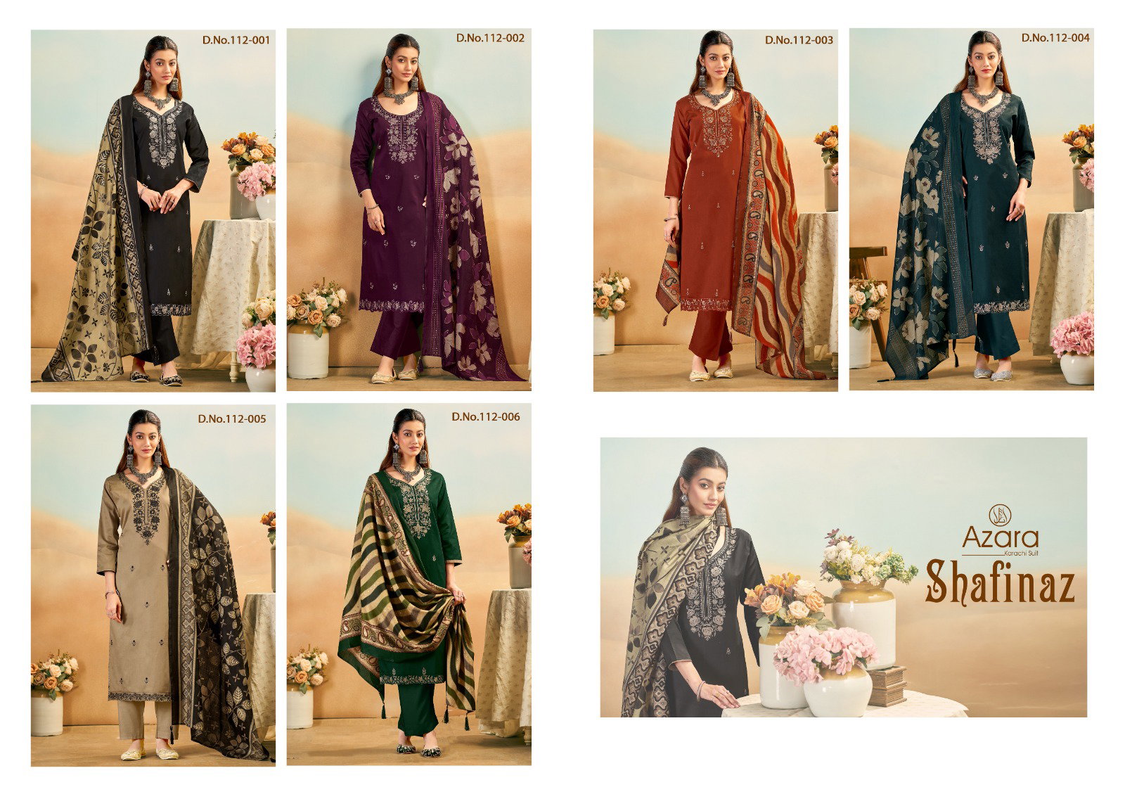 Radhika Azara Shafinaz Jam Cotton Embroidered Dress Materials
