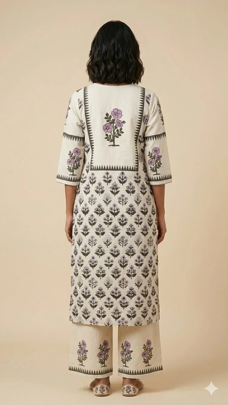 Naisha K 957 Cotton Flex Hand Block Printed Kurti With Bottom