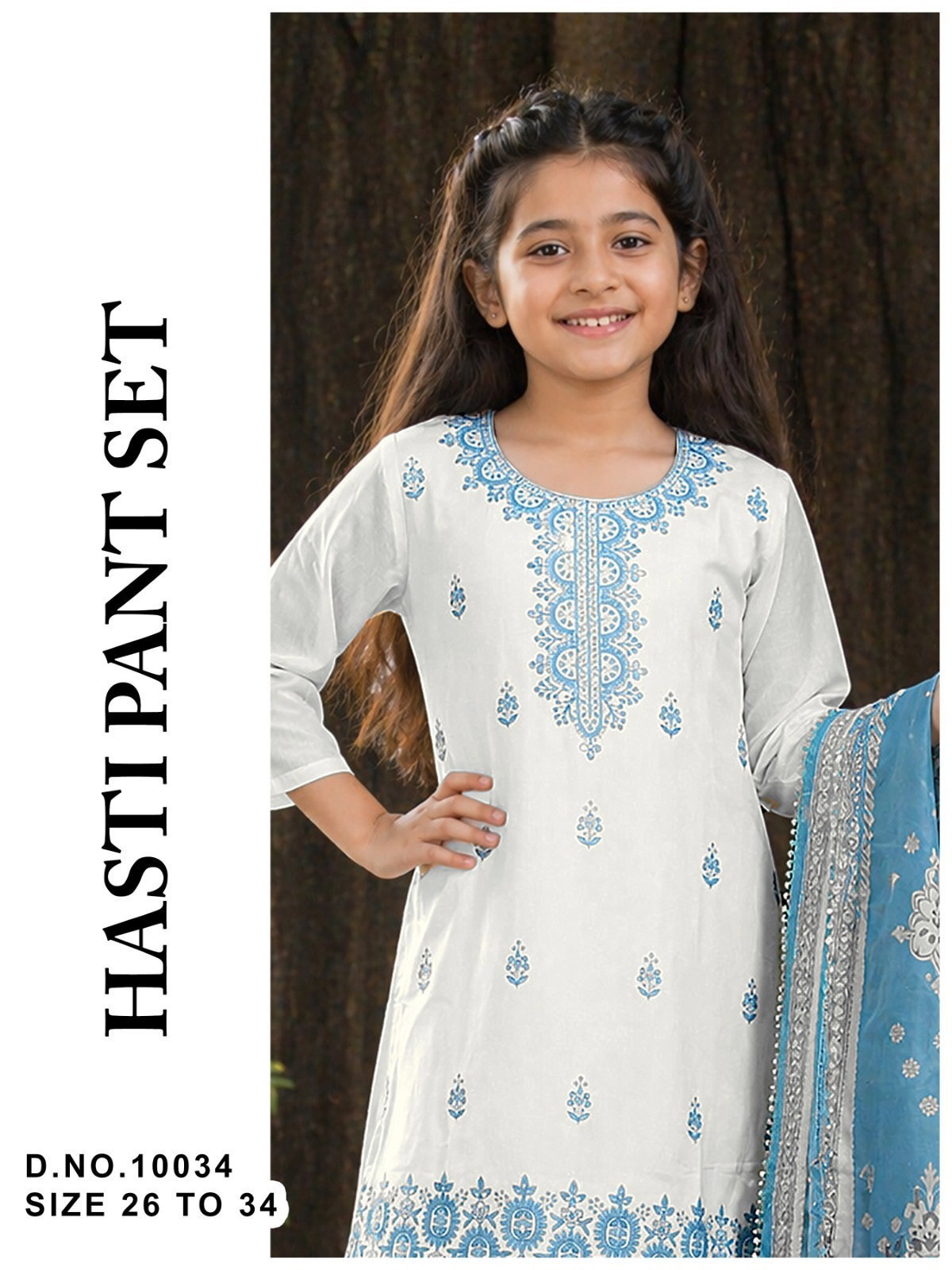 Hasti 10034 Roman Silk Kids Wear Kurti With Pant Dupatta
