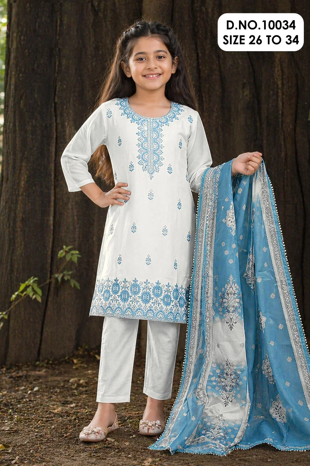 Hasti 10034 Roman Silk Kids Wear Kurti With Pant Dupatta