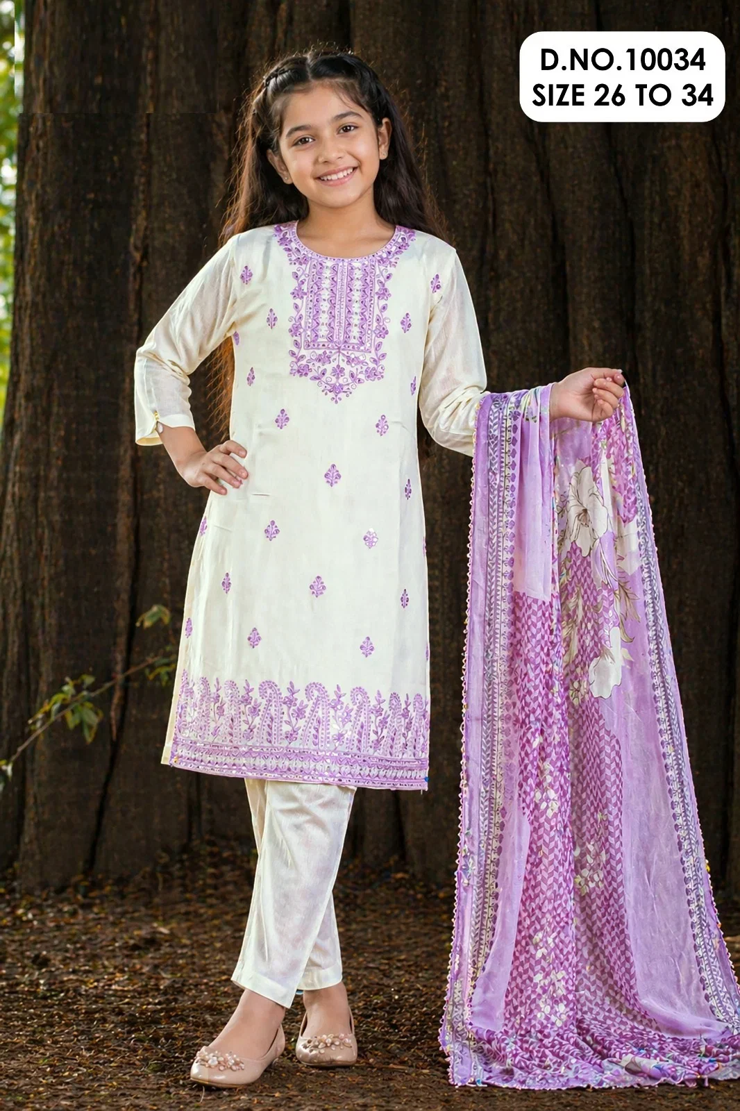 Hasti 10034 Roman Silk Kids Wear Kurti With Pant Dupatta
