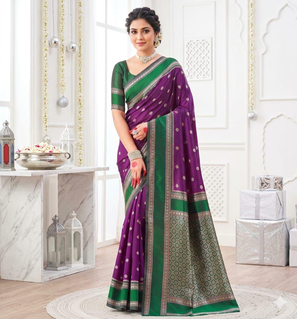 NCO 182 Soft Lichi Silk Jacquard Work All Over Saree