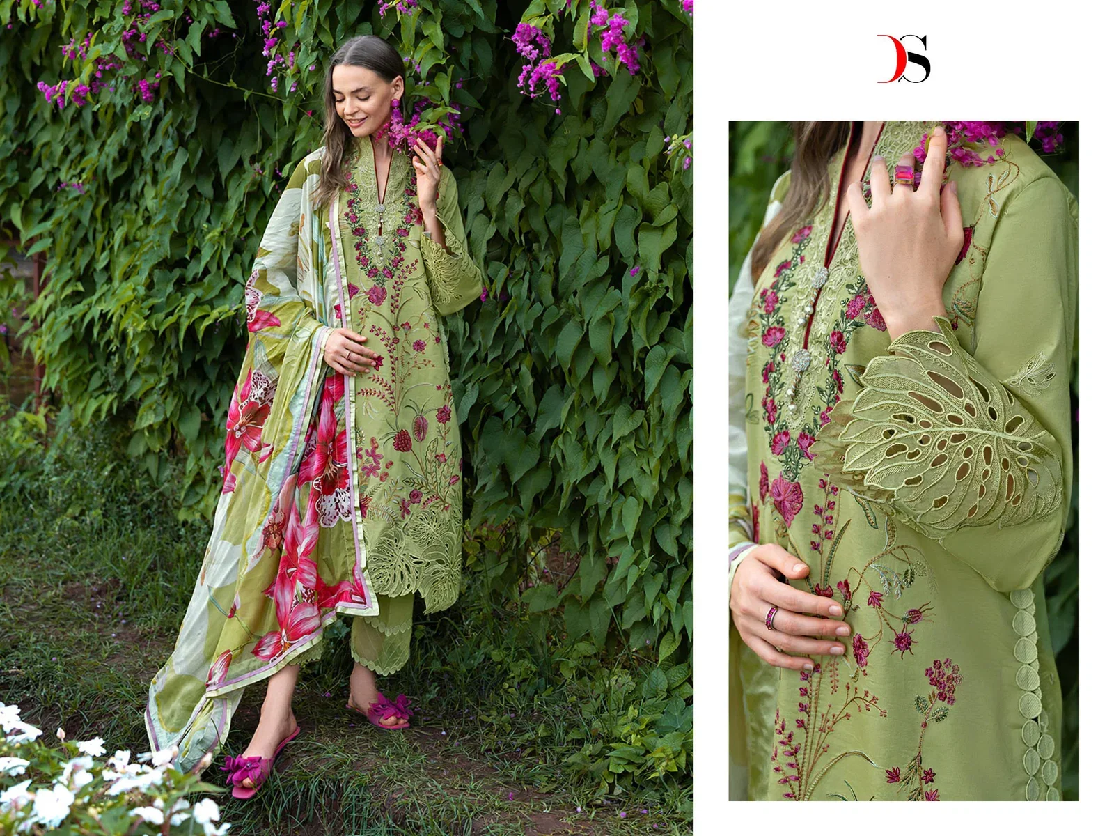 Deepsy Mushq Vol 3 Lawn Chiffon Dupatta Cotton Embroidered Salwar Kameez