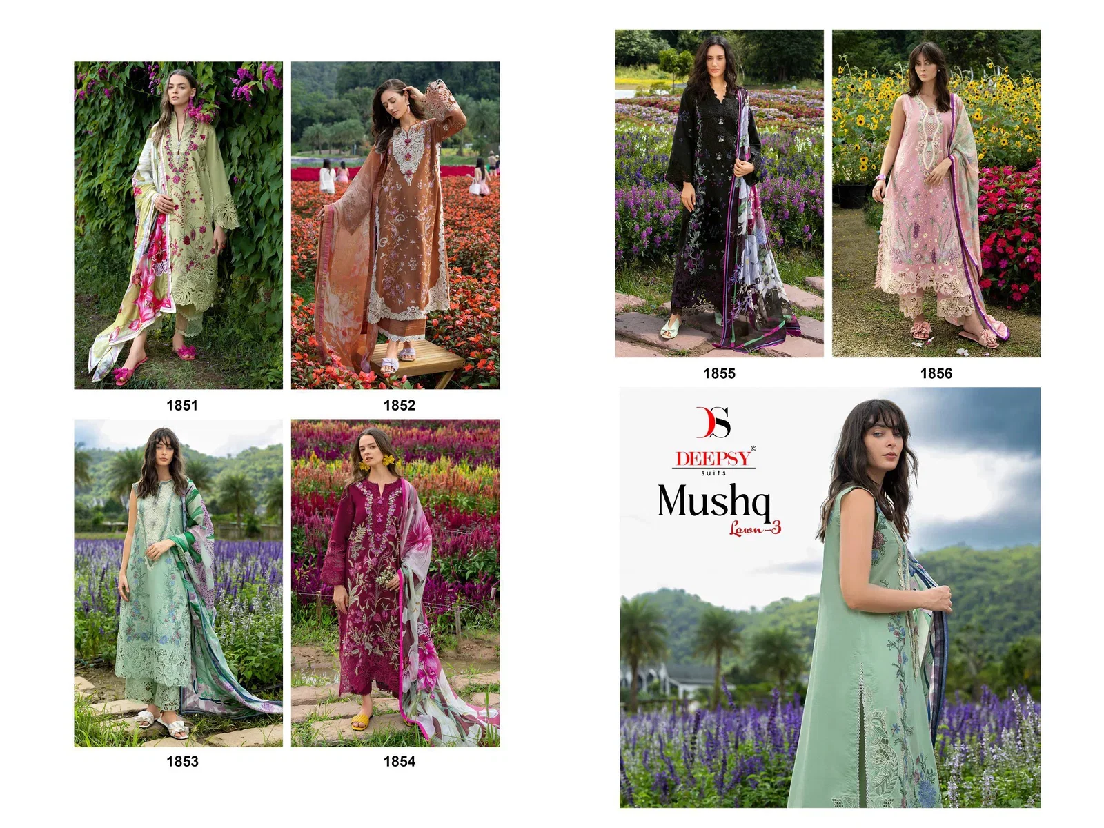 Deepsy Mushq Vol 3 Lawn Chiffon Dupatta Cotton Embroidered Salwar Kameez