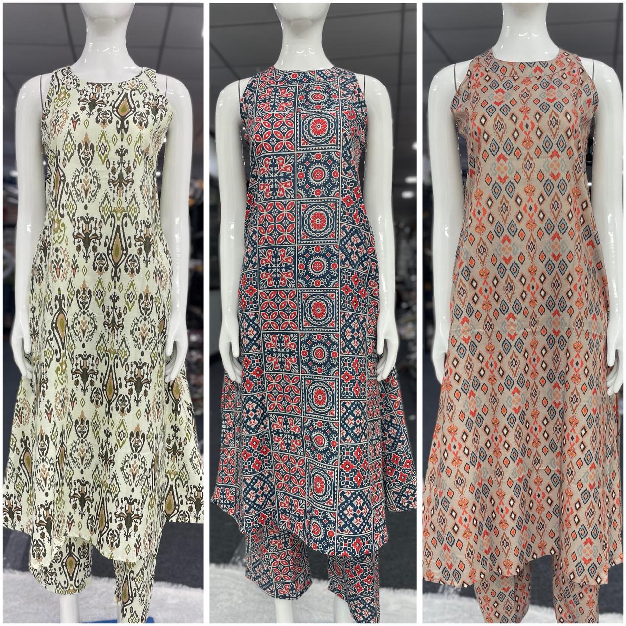 Summer Special Cord Set Vol 1 Cotton Flex Long Flared Kurti With Bottom