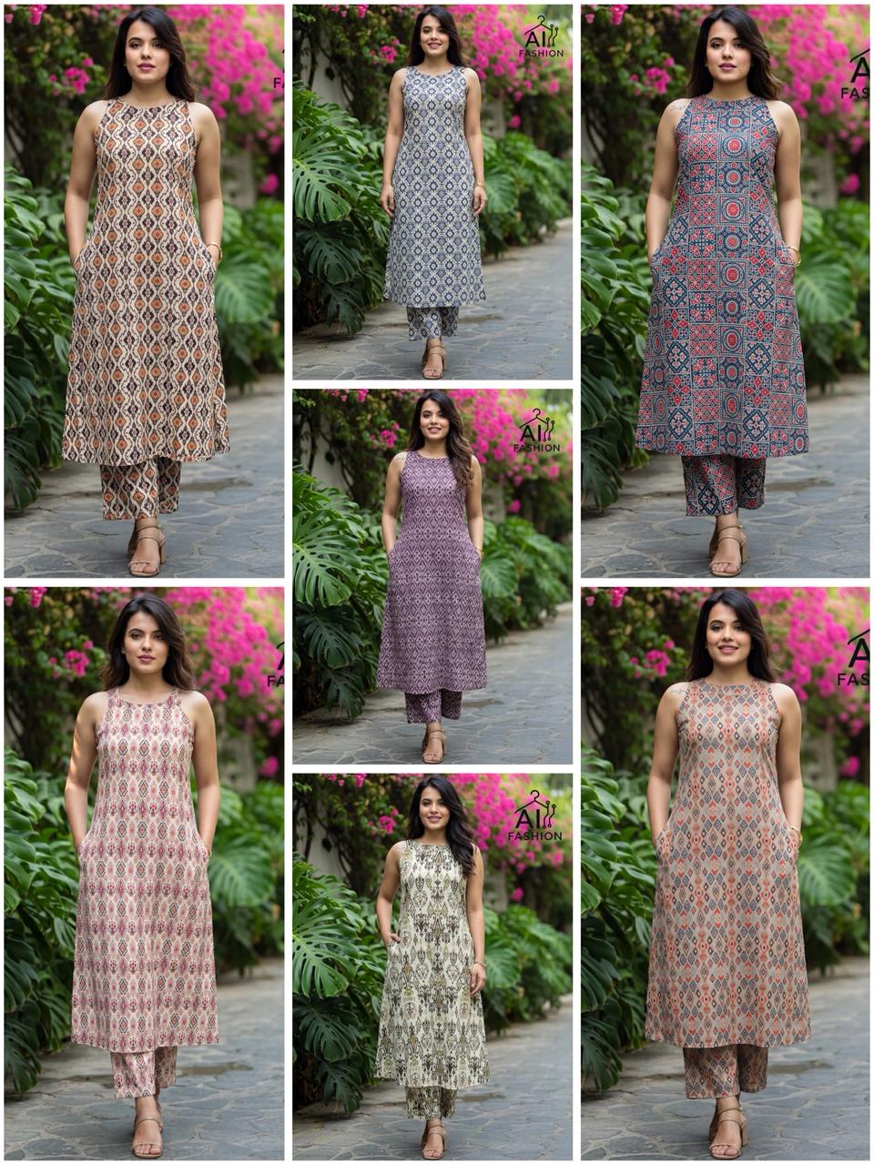 Summer Special Cord Set Vol 1 Cotton Flex Long Flared Kurti With Bottom