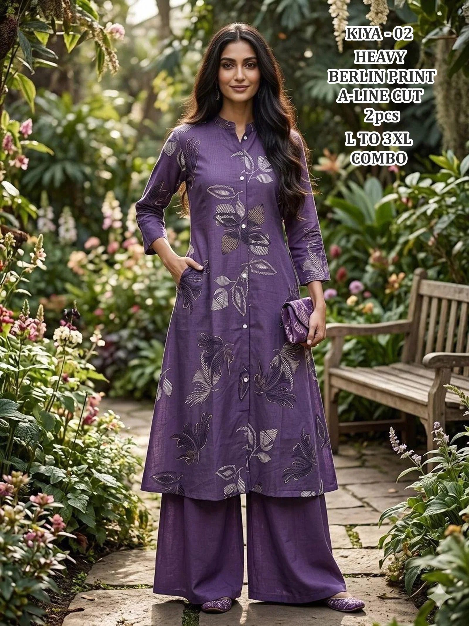 Kiya Vol 2 Berlin Print A Line Kurti With Bottom Collection