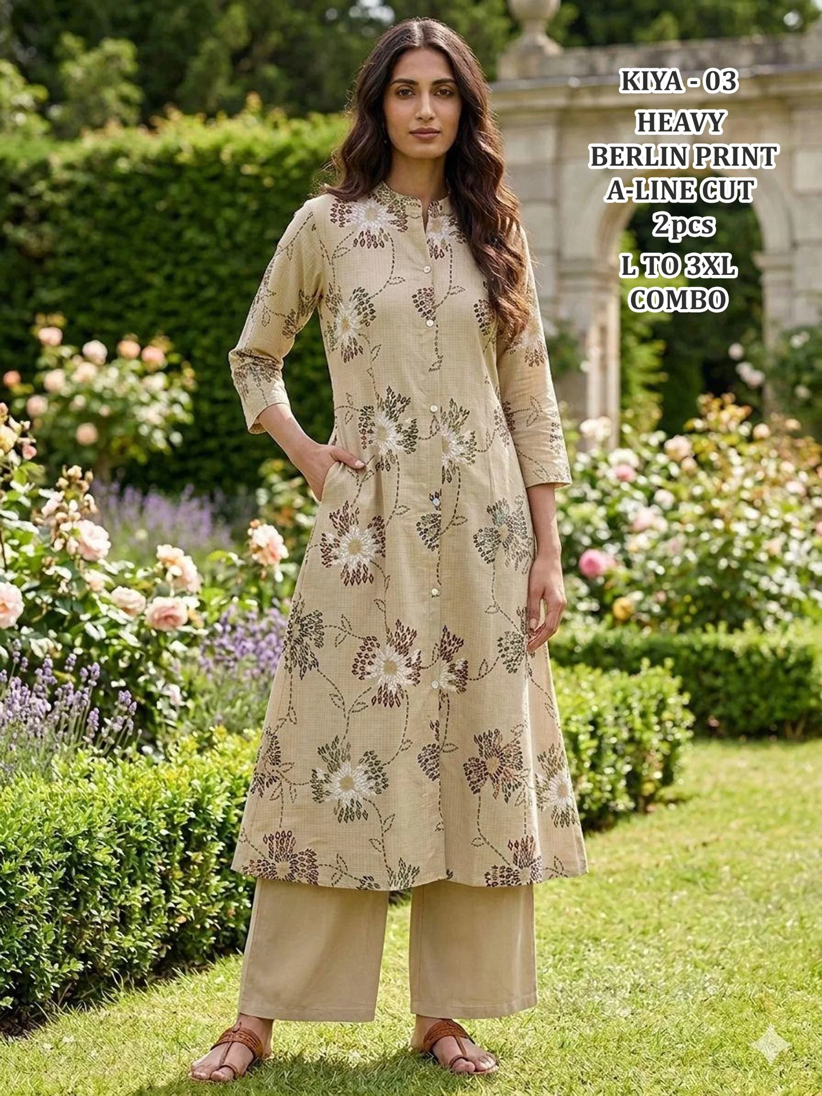 Kiya Vol 2 Berlin Print A Line Kurti With Bottom Collection