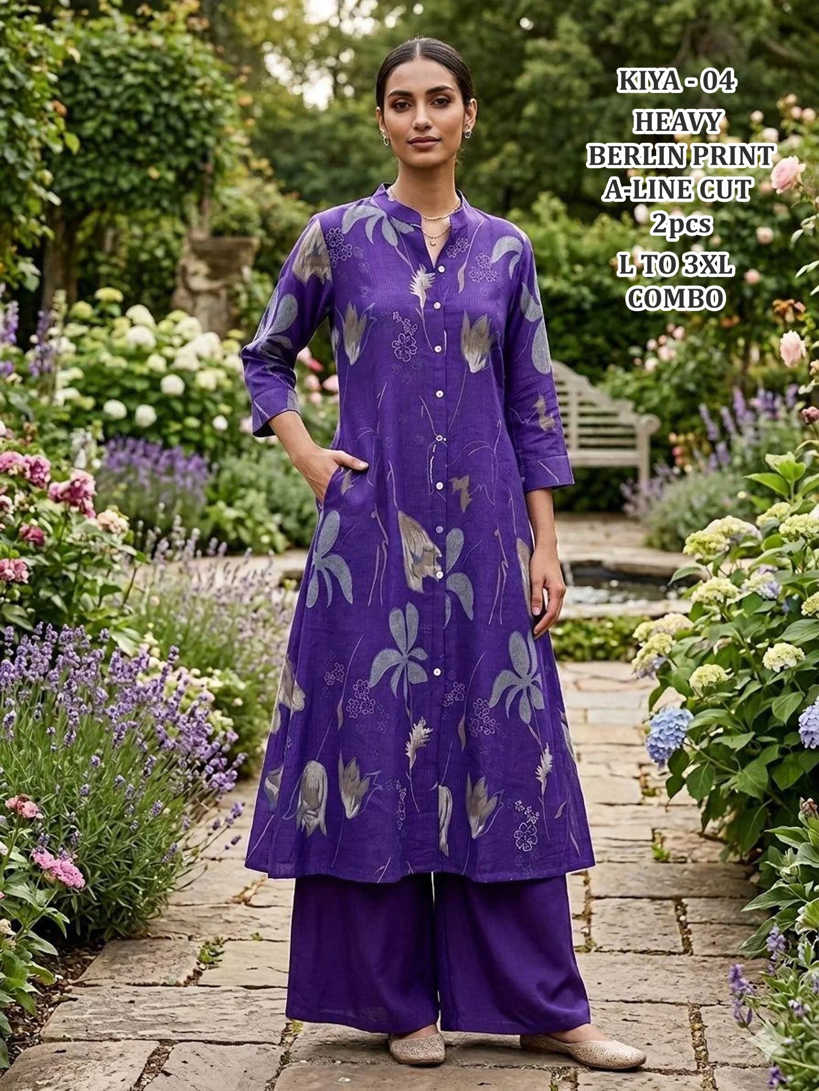 Kiya Vol 2 Berlin Print A Line Kurti With Bottom Collection