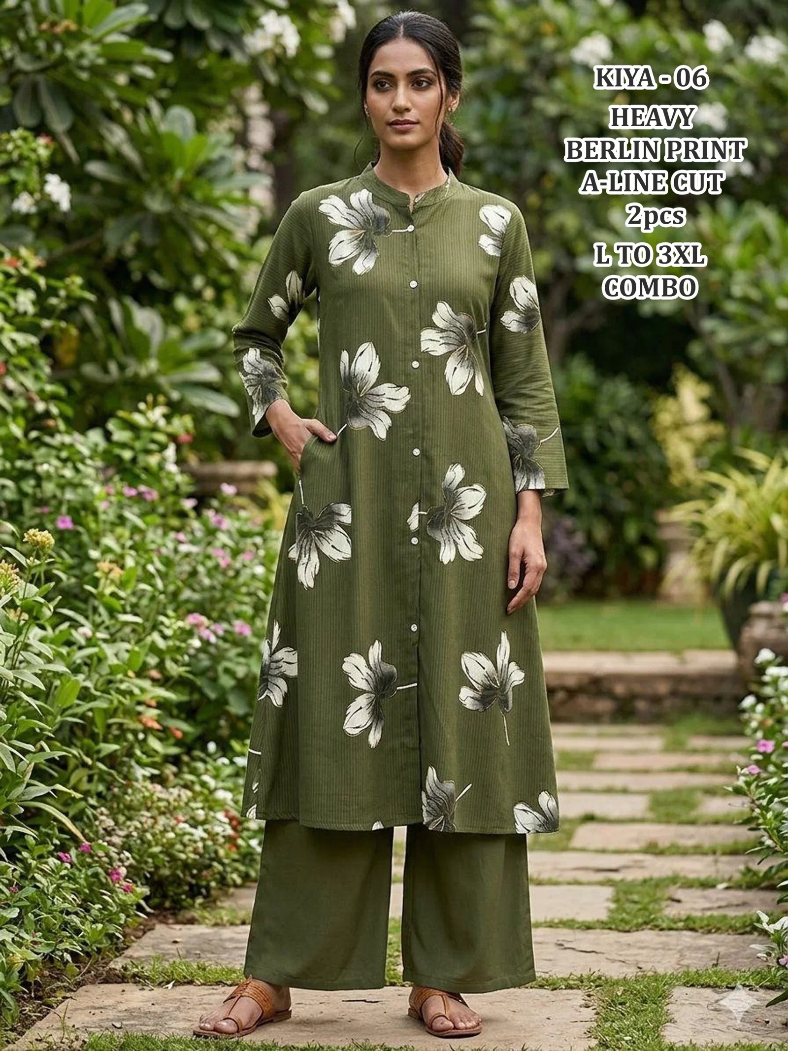 Kiya Vol 2 Berlin Print A Line Kurti With Bottom Collection