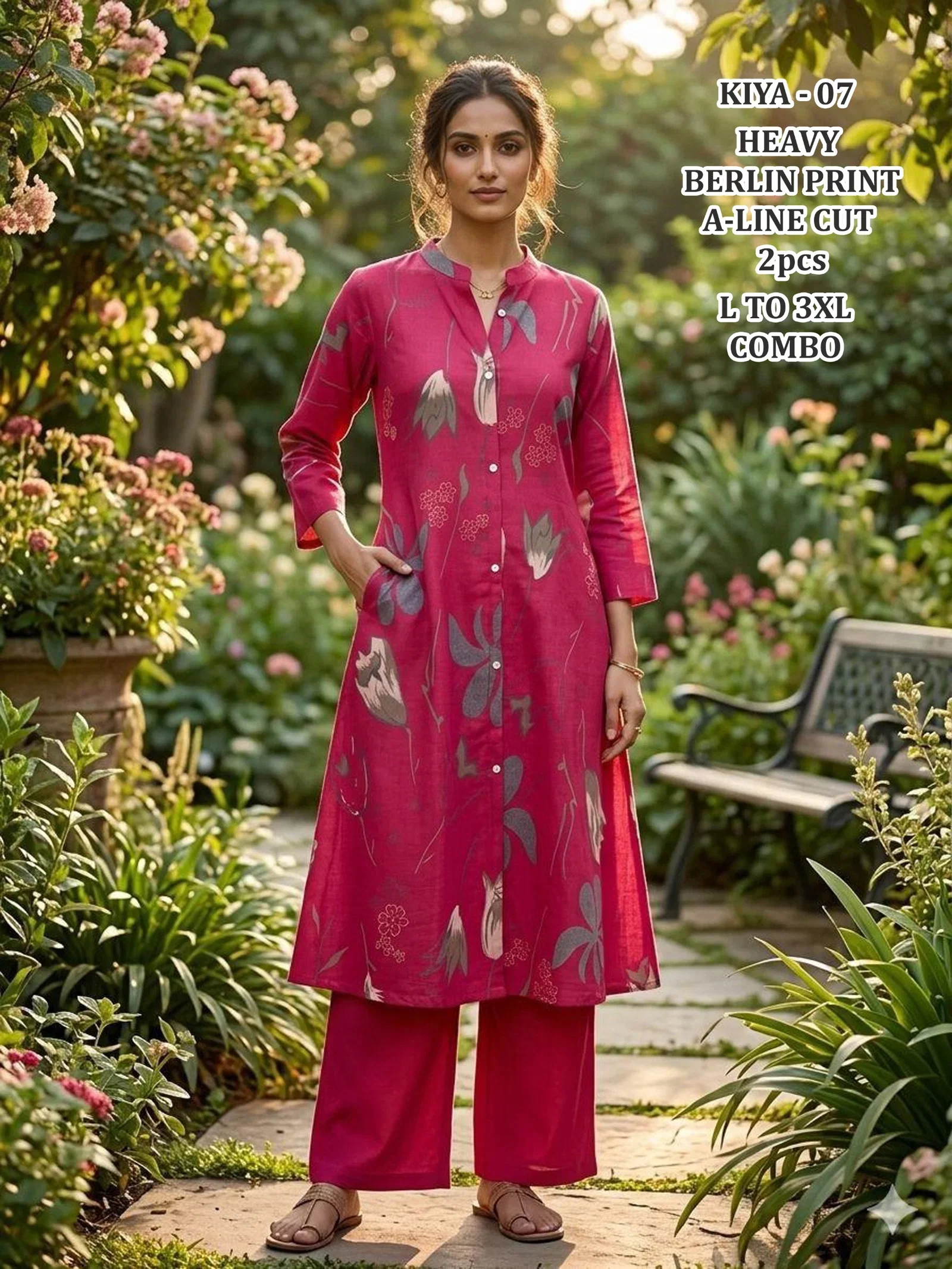 Kiya Vol 2 Berlin Print A Line Kurti With Bottom Collection
