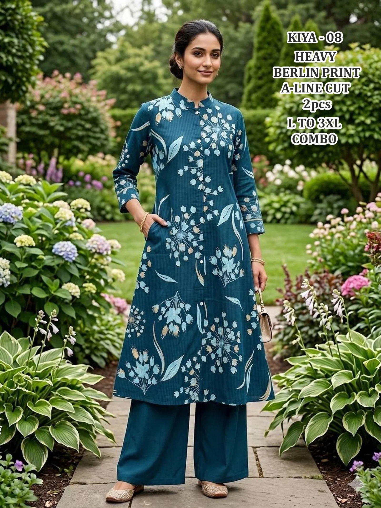 Kiya Vol 2 Berlin Print A Line Kurti With Bottom Collection