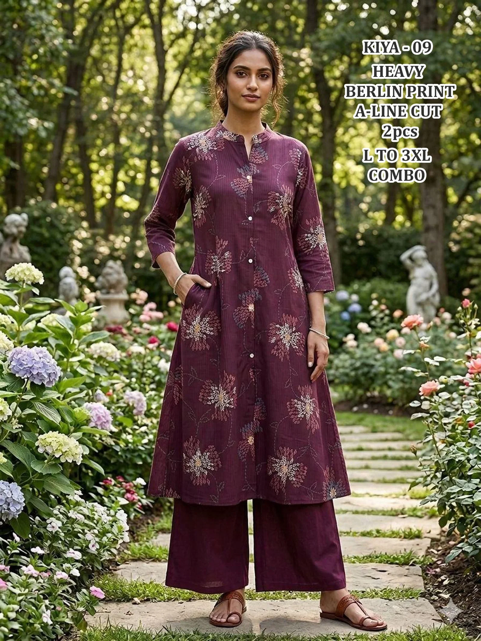 Kiya Vol 2 Berlin Print A Line Kurti With Bottom Collection