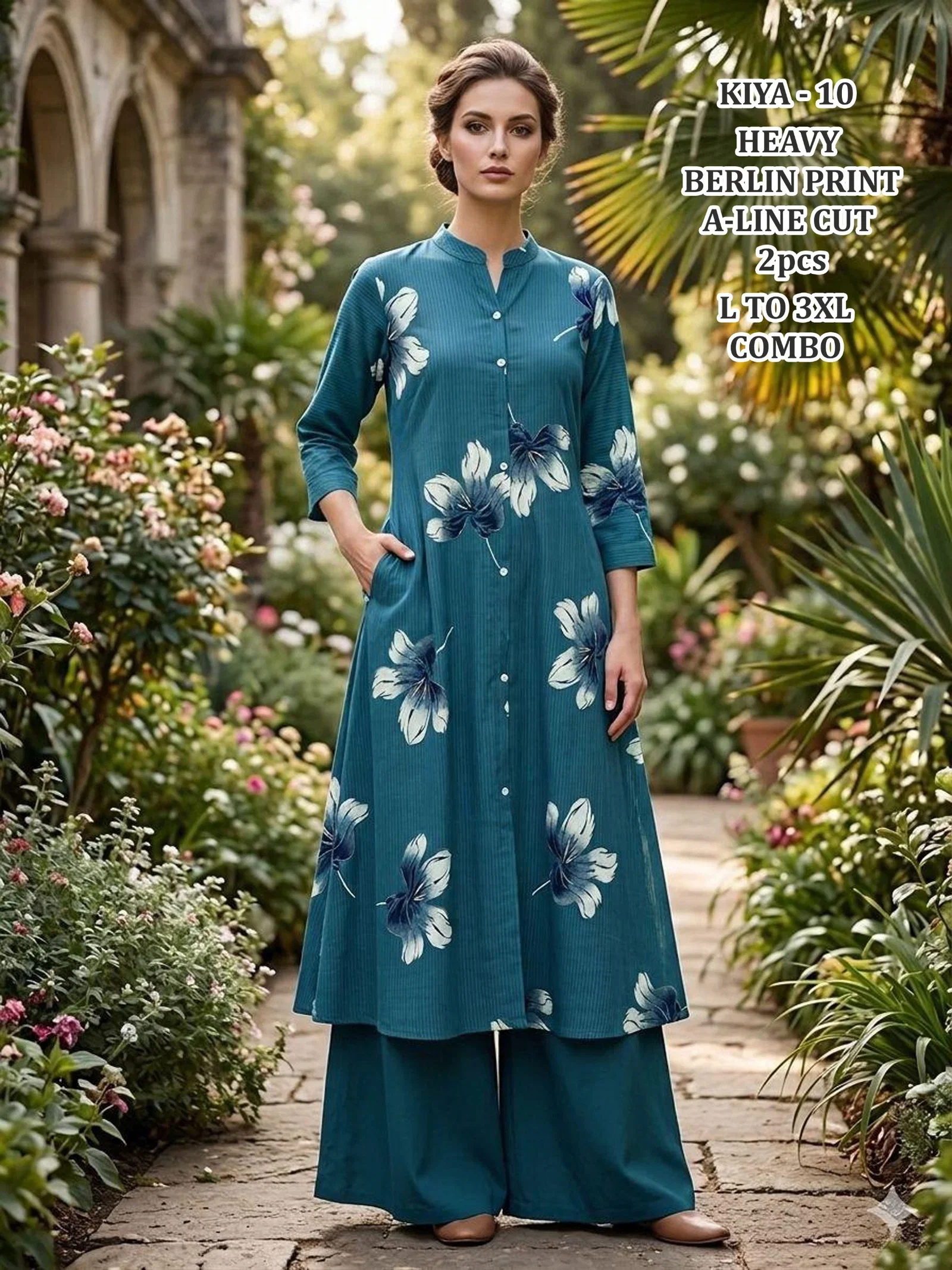 Kiya Vol 2 Berlin Print A Line Kurti With Bottom Collection