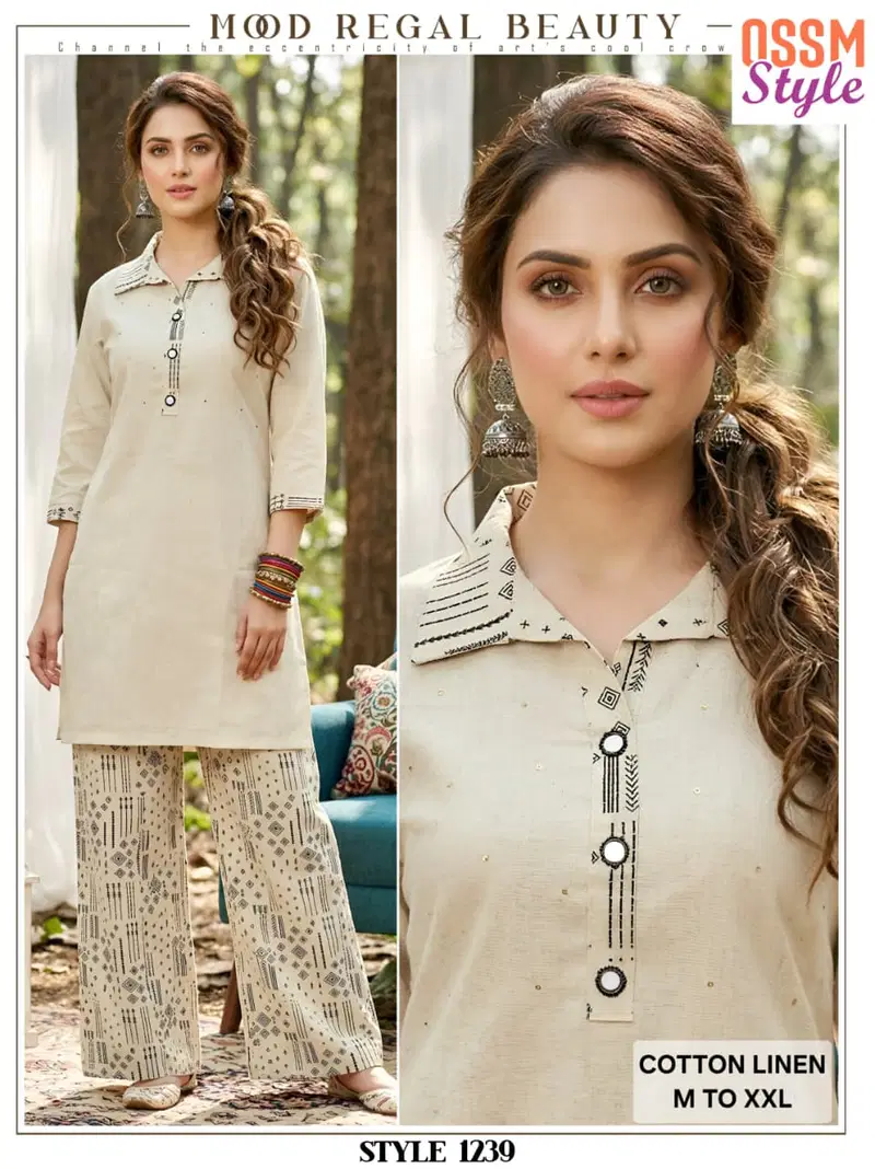 Ossm Style 1239 Cotton Linen Co Ord Set Collection