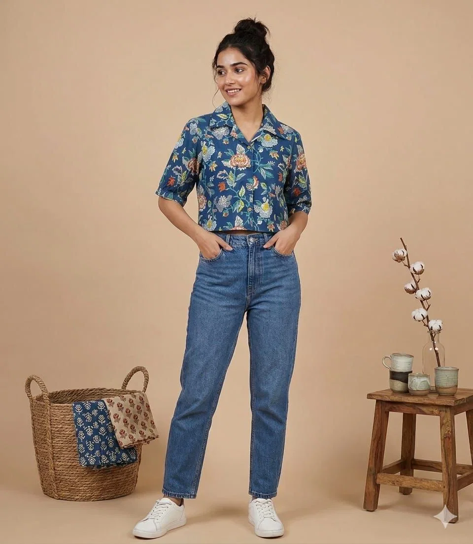 Naisha K 960 Cotton Printed Crop Shirt Tops Collection
