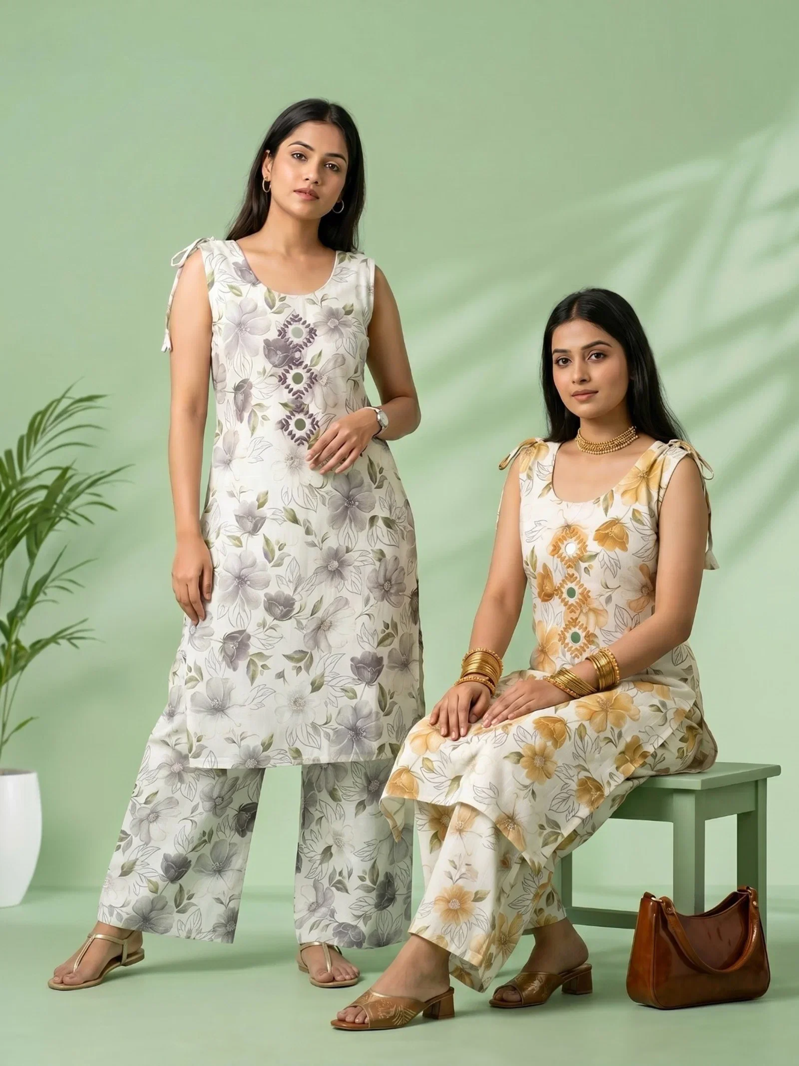 Naisha K 959 Vertican Discharge Printed Kurti With Bottom