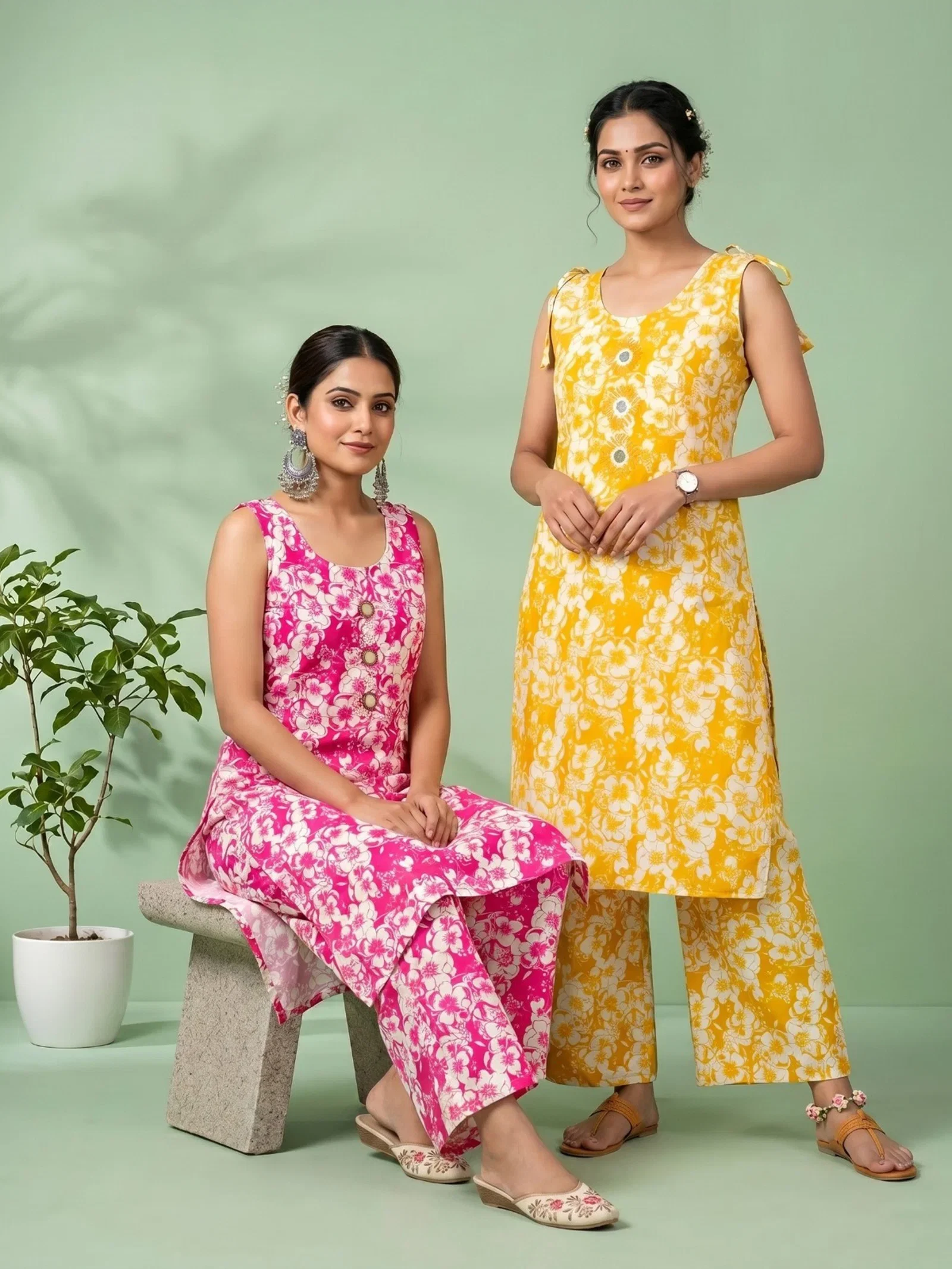 Naisha K 959 Vertican Discharge Printed Kurti With Bottom
