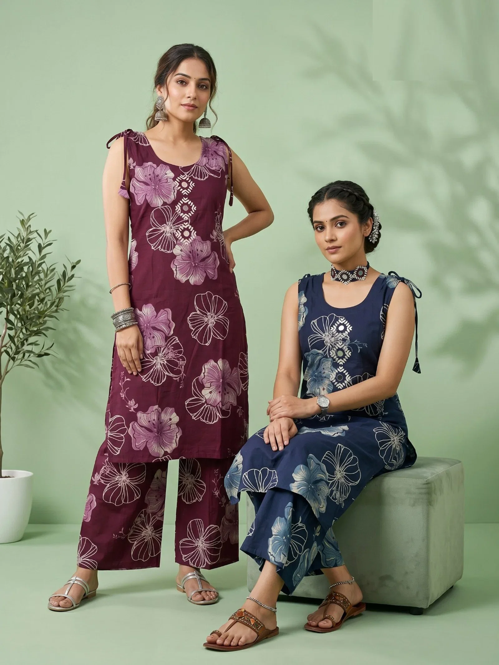 Naisha K 959 Vertican Discharge Printed Kurti With Bottom