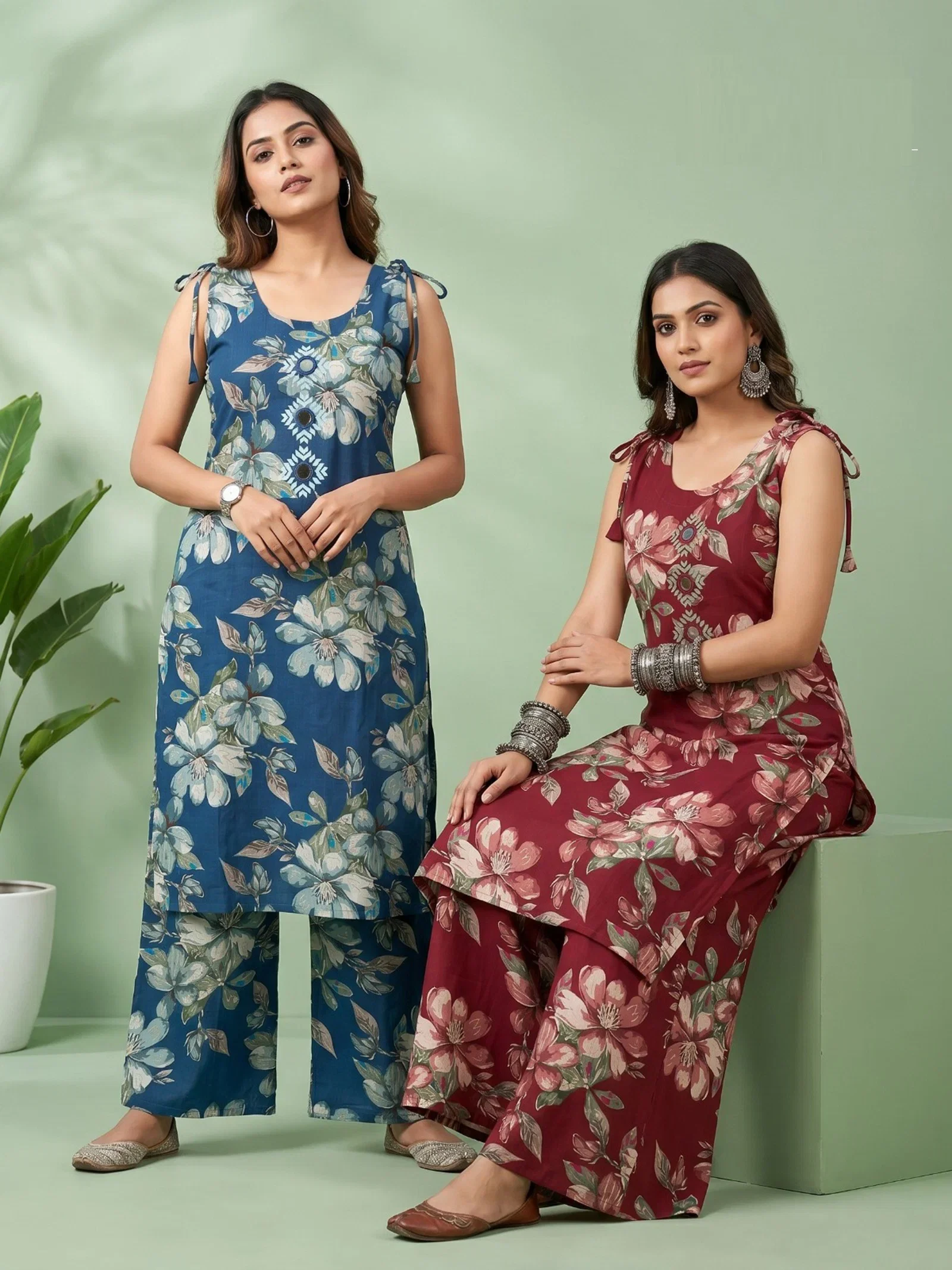 Naisha K 959 Vertican Discharge Printed Kurti With Bottom