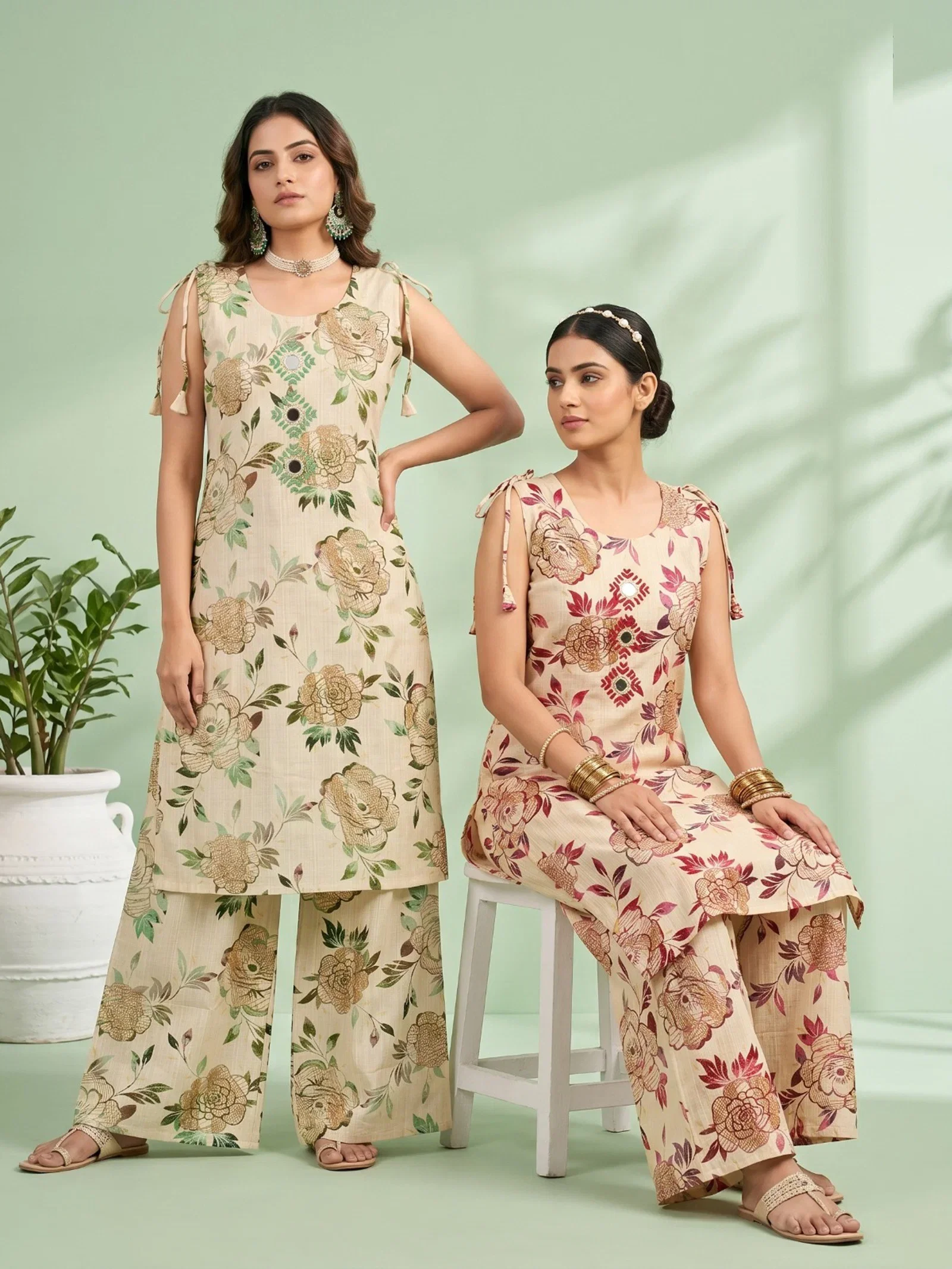 Naisha K 959 Vertican Discharge Printed Kurti With Bottom