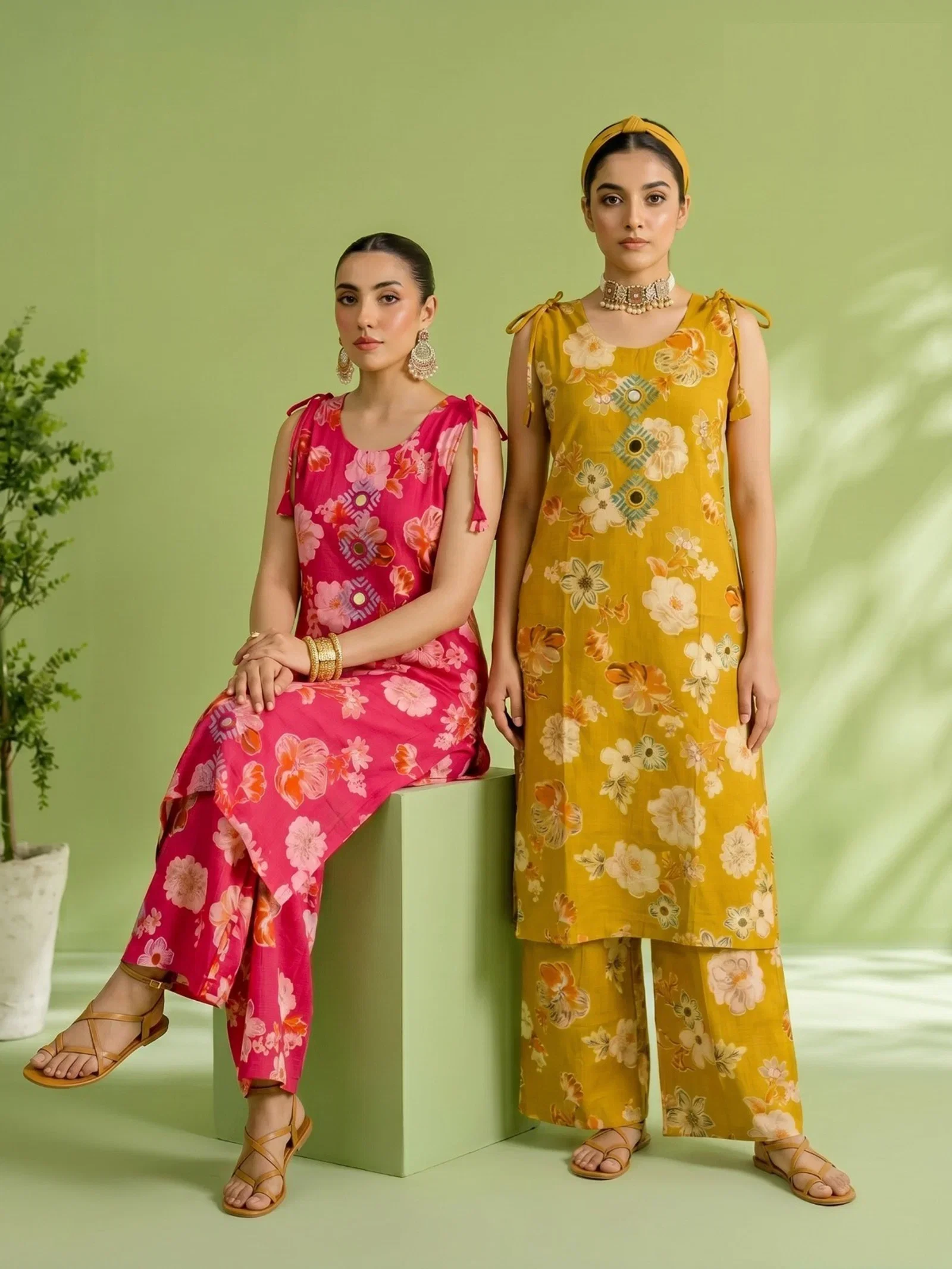 Naisha K 959 Vertican Discharge Printed Kurti With Bottom
