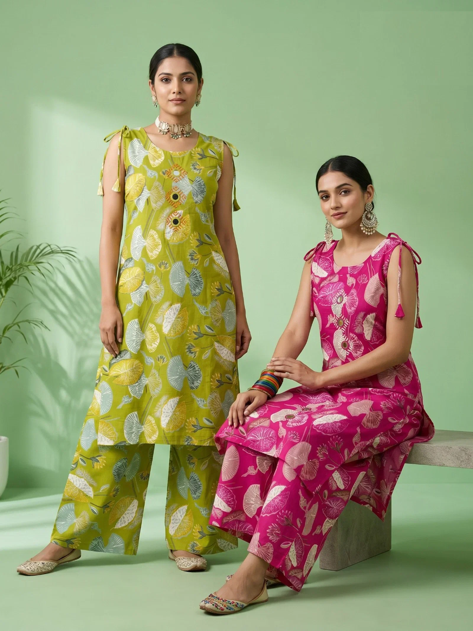 Naisha K 959 Vertican Discharge Printed Kurti With Bottom