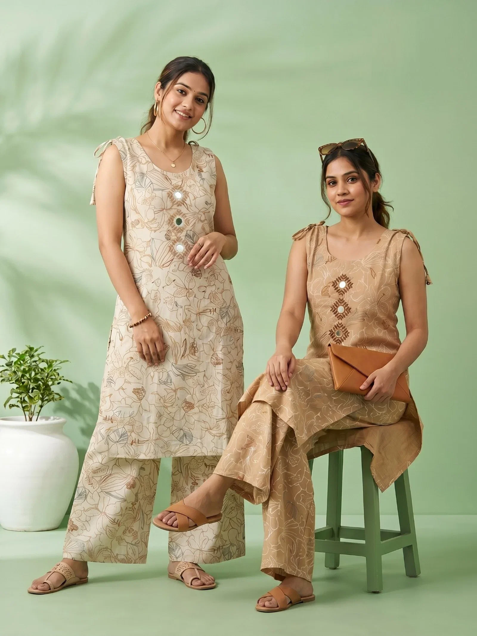 Naisha K 959 Vertican Discharge Printed Kurti With Bottom