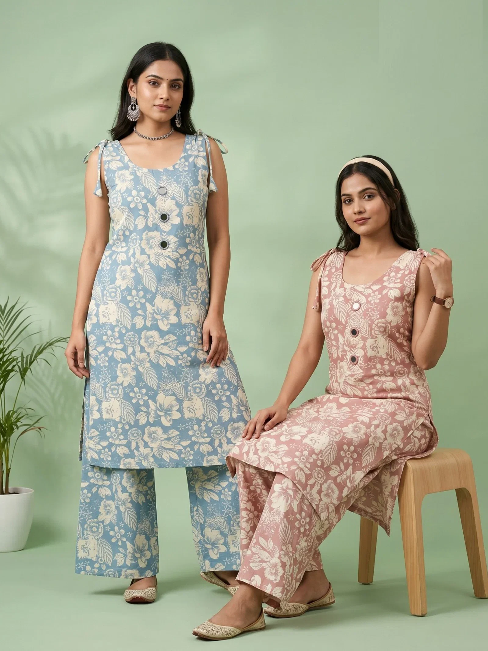 Naisha K 959 Vertican Discharge Printed Kurti With Bottom