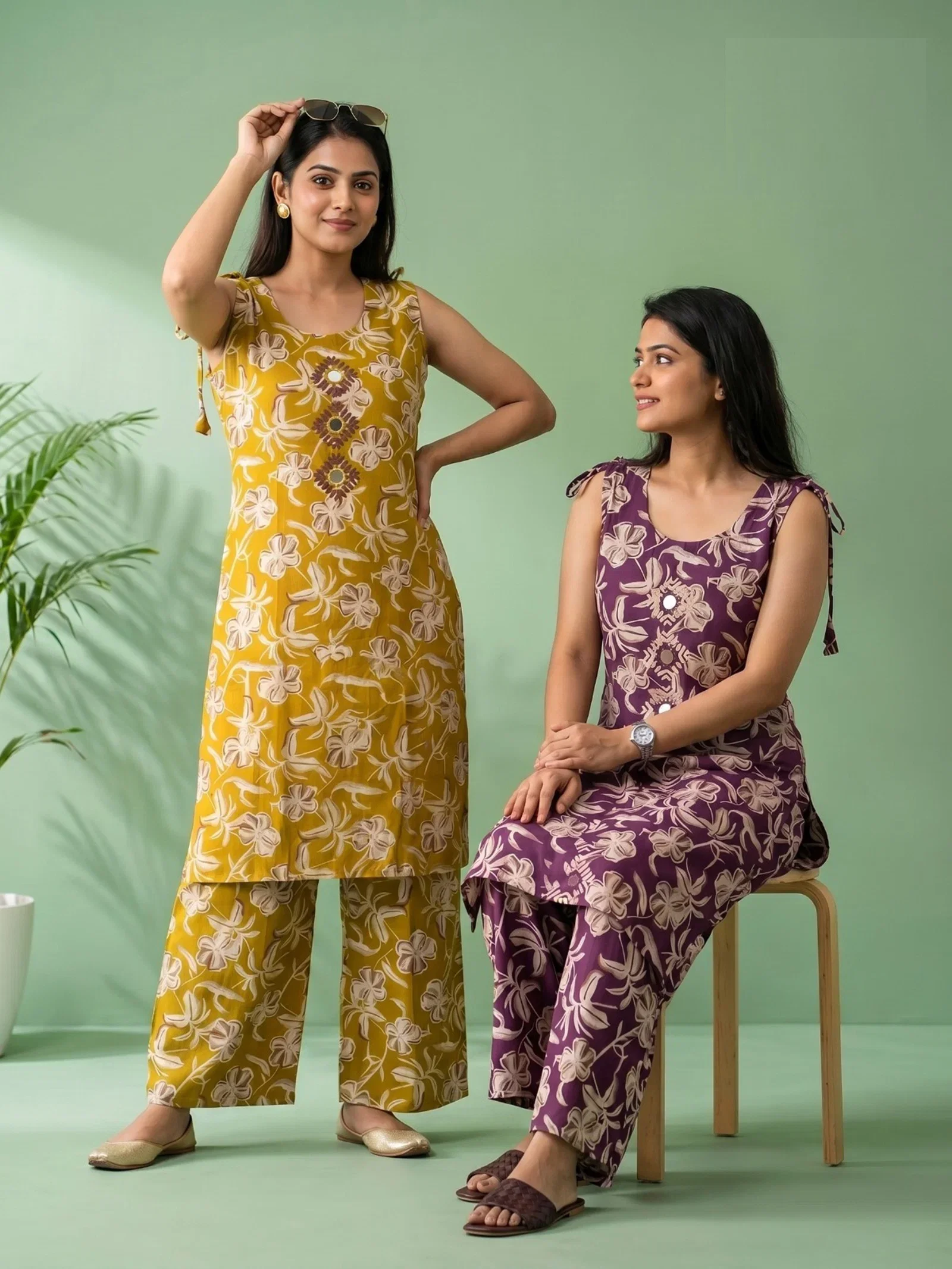 Naisha K 959 Vertican Discharge Printed Kurti With Bottom