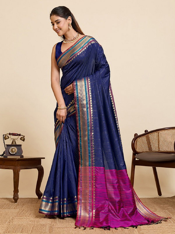 Maahi 220 Party Wear Zari Weaving Worked Pure Silk Saree with Un Stitched blouse