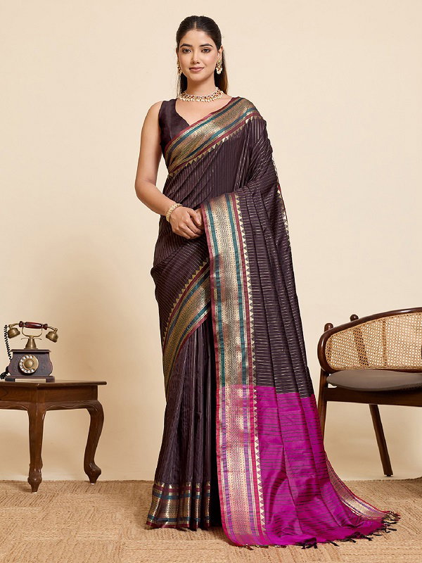 Maahi 220 Party Wear Zari Weaving Worked Pure Silk Saree with Un Stitched blouse