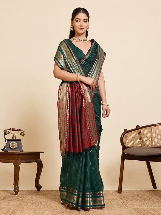 Maahi 220 Party Wear Zari Weaving Worked Pure Silk Saree with Un Stitched blouse