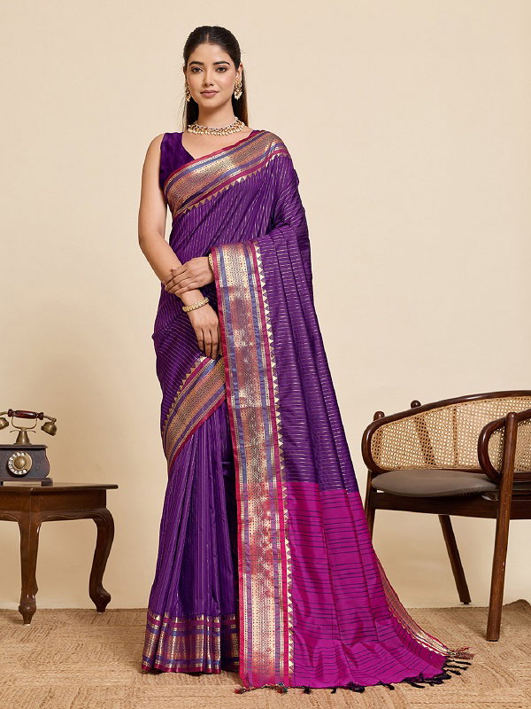 Maahi 220 Party Wear Zari Weaving Worked Pure Silk Saree with Un Stitched blouse